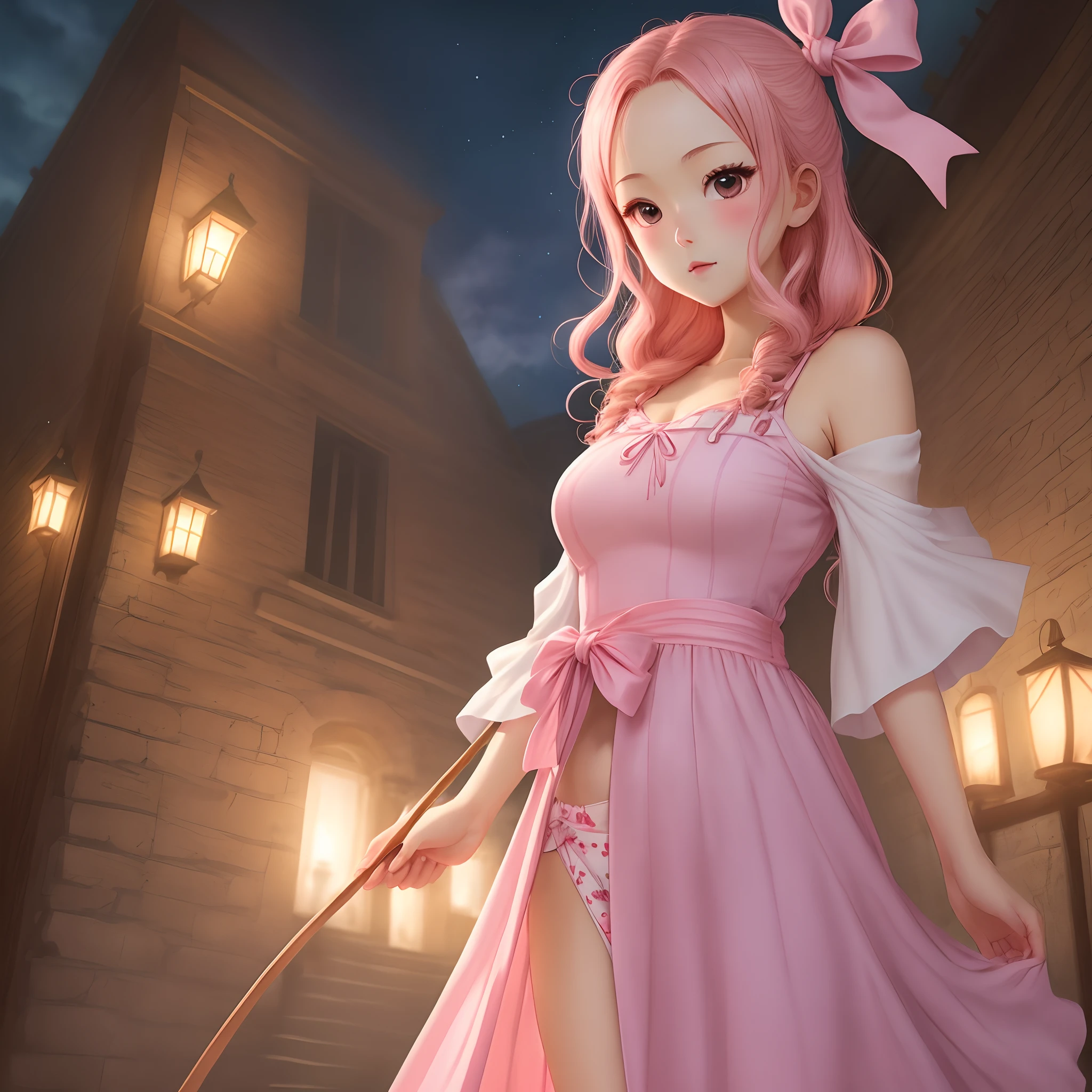 onepiece　evening glow　pink there　Viola　bow ribbon