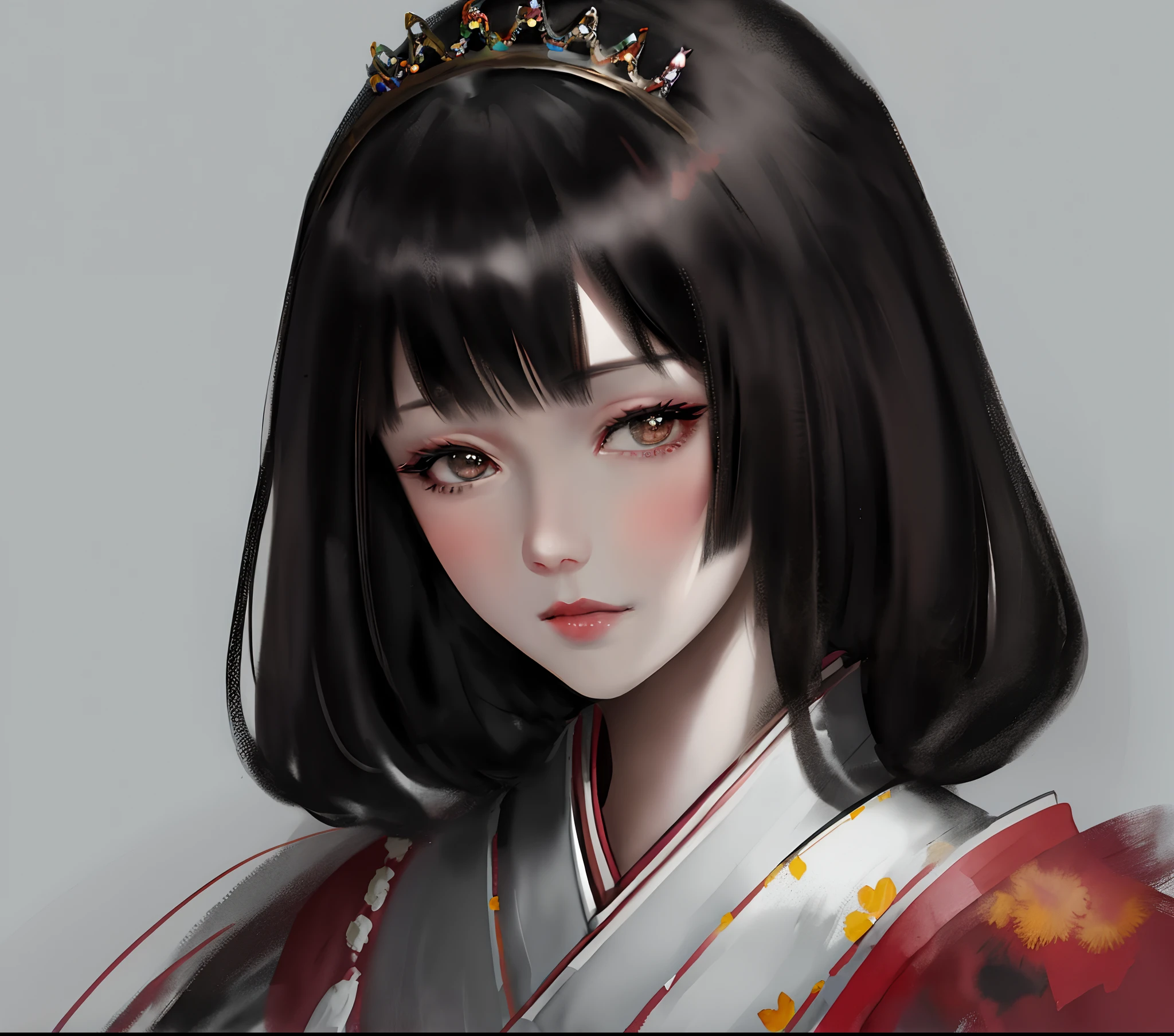 Dear Queen,
Watercolor style、digitalart、Black Hair Bob、Japan beautiful girl、Realistic