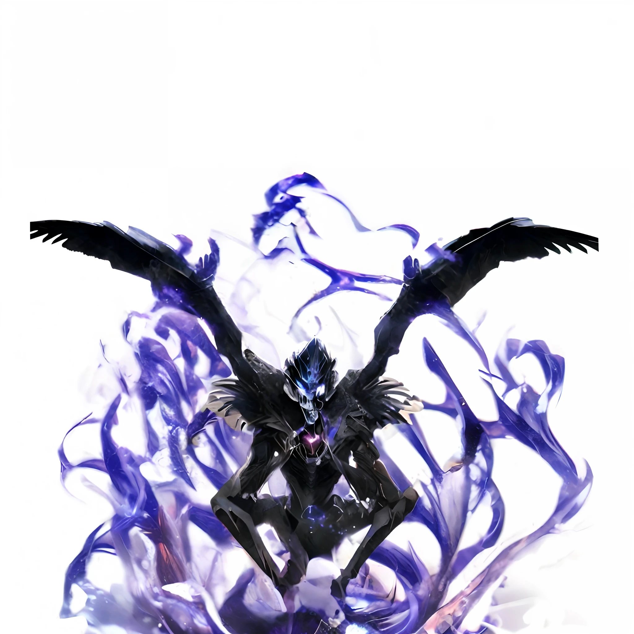 A Necromancer, Carry the magic pebbles, magical effect:Black Combination, Purple and blue colors, The Necro Mansion is half a skeleton face、The other half is natural, Grim Reaper of Spirits ,Gives a lot of detail to the face , Ultradatil, Cleanview black crown, Red, purple and blue flames rests on the head of the preparation ،make the crown 👑 very clear-eyed observable