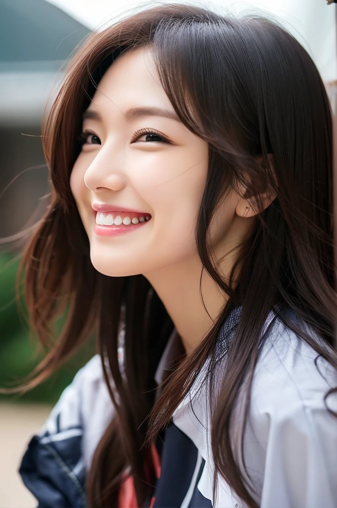 evil grin,evil smile,female focus,grin,long hair,long shirt,smile,