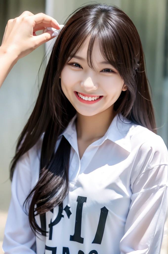evil grin,evil smile,female focus,grin,long hair,long shirt,smile,