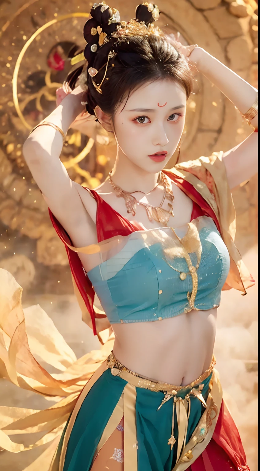 stunningly beautiful cute (10 years old child) in saree wlop perfect full HDR body exposed midriff