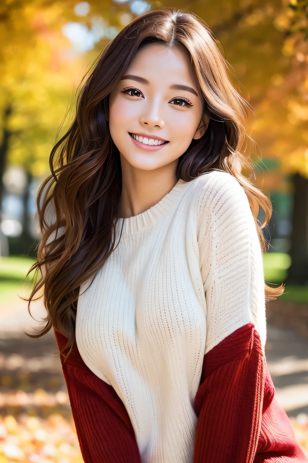 nice smile seeing this、One pretty woman、Daring Sexy Pose、a smile、18 year old girl、Cute

Under the Autumn Sky、Colorful red sweater、Medium Wavy Hair、small tits、Natural Color Lip、


masutepiece、top-quality、illustratio、ultra-definition、Fine、hight resolution、8k wallpaper、Perfect dynamic composition、beatiful detailed eyes、Clean and correct hands、tre anatomically correct、foco nítido