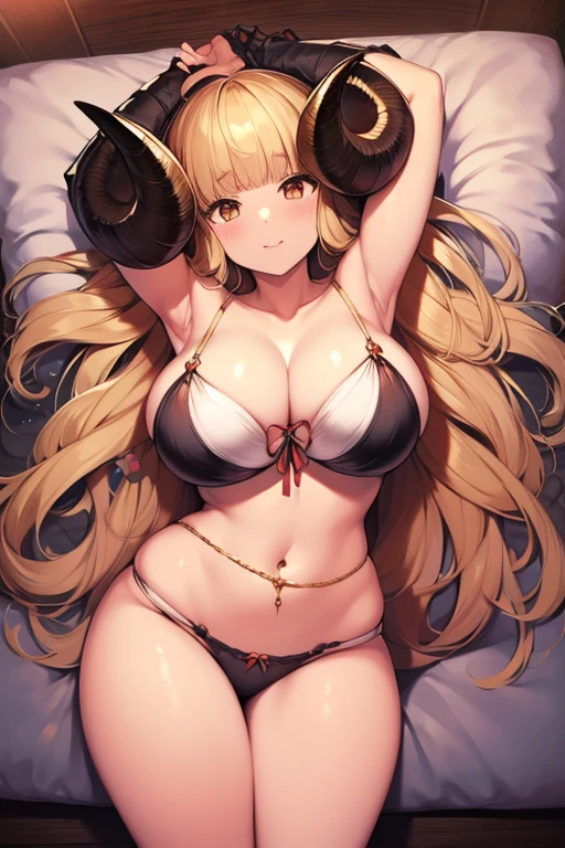 Anila in Granblue Fantasy, Rumhorn, Fluffy sheep, Solo, Standing, Beautiful body, Pristine face, Perfect hands,