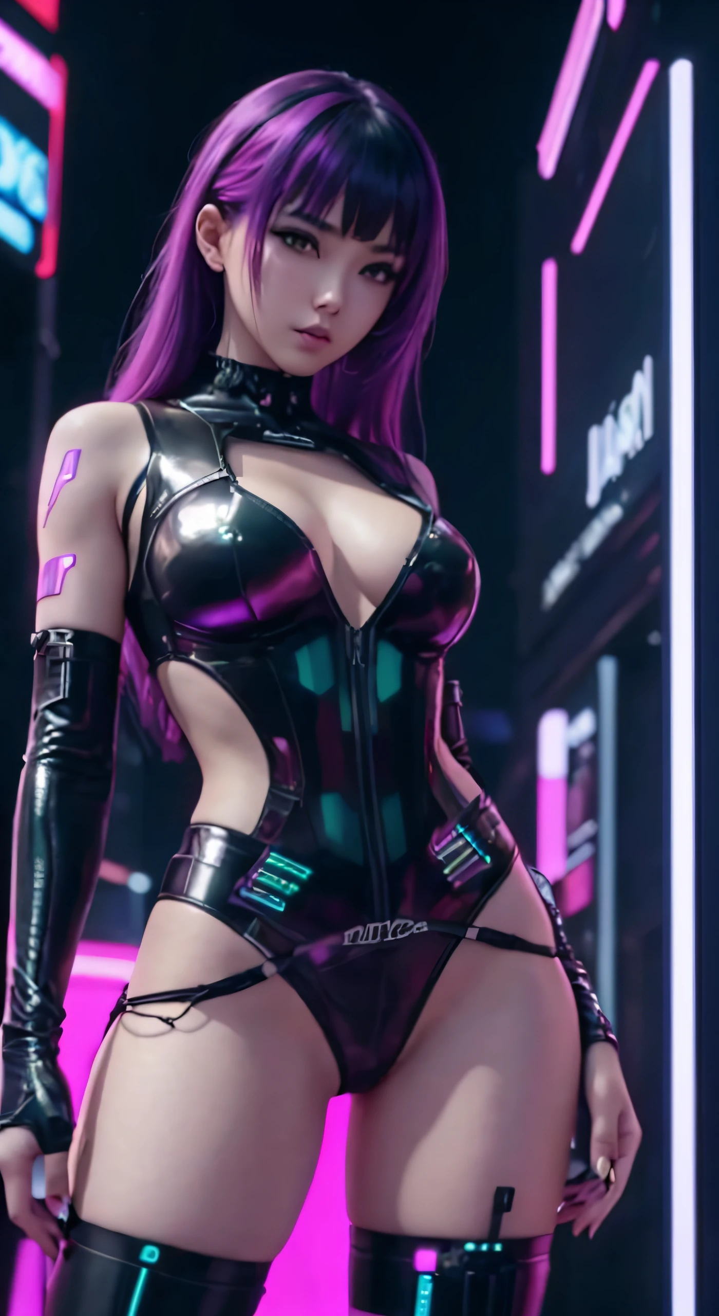 Woman standing with iridescent light,(Super beautiful)、(ultra beautiful faces)、(A detailed face:1.1)、 3 d neon art of a womens body, Neon Noir Background, cyberpunk femme fatale, seductive cyberpunk dark fantasy, cyberpunk strip clubs, In Cyberpunk 20. o Model girl, an oppai cyberpunk, banners, high definition cgsociety, cgsociety masterpiece, Trending on CGSTATION, nffsw、sexypose、Seduction Pose、spreads her legs、(Small panties are visible from under the skirt:1.2)、(The pubic area is transparent)、(Clear pubic contours)