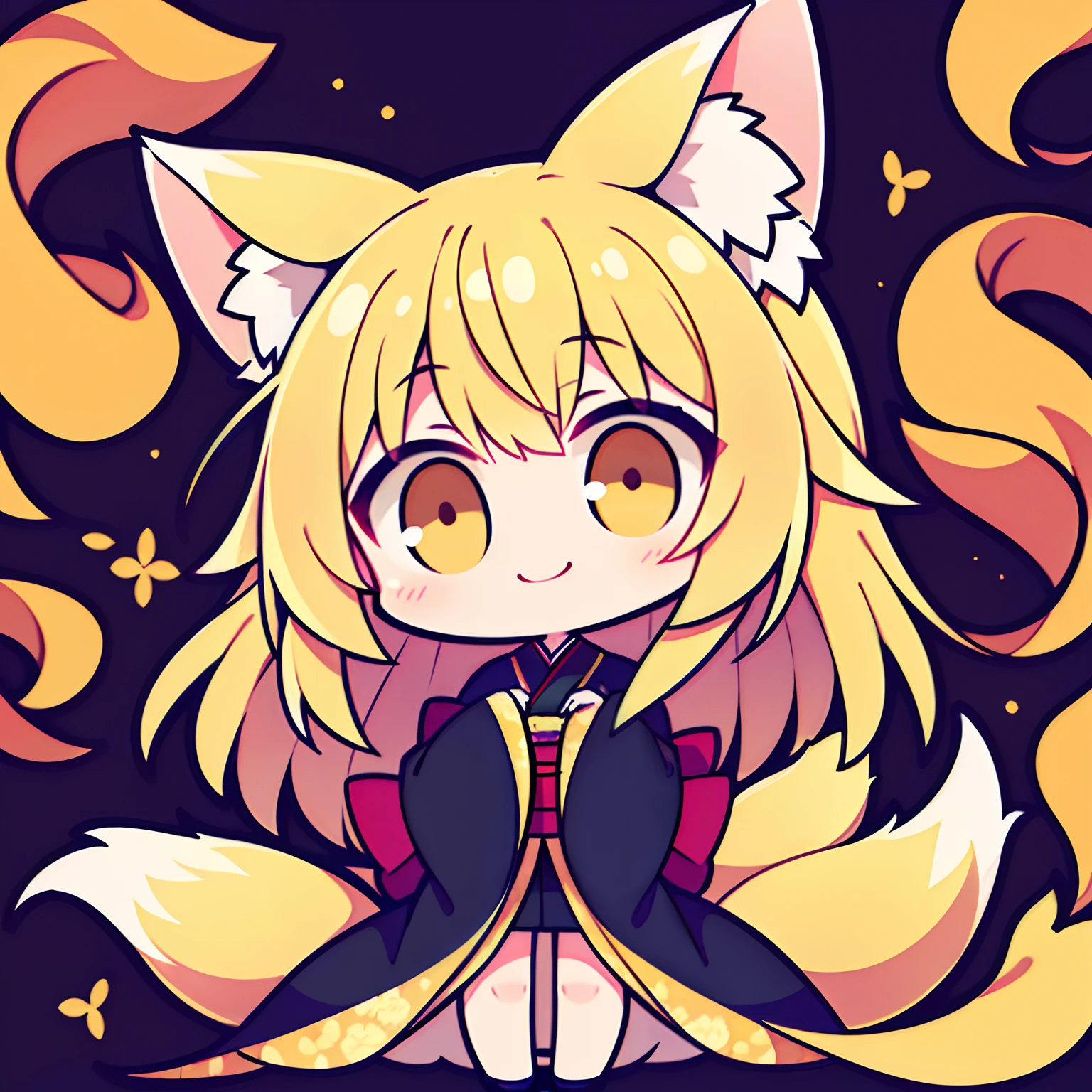 Cute golden fox girl farting（HUD’s two-dimensional face）,wearing a black bodysuit，farting(yellow smoke)，hold ass，normal