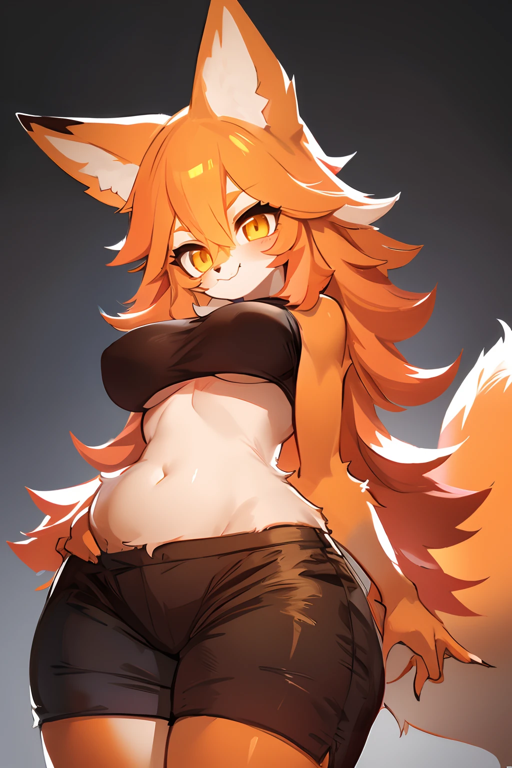 Furry girl,fox girl, orange fur, legs spread