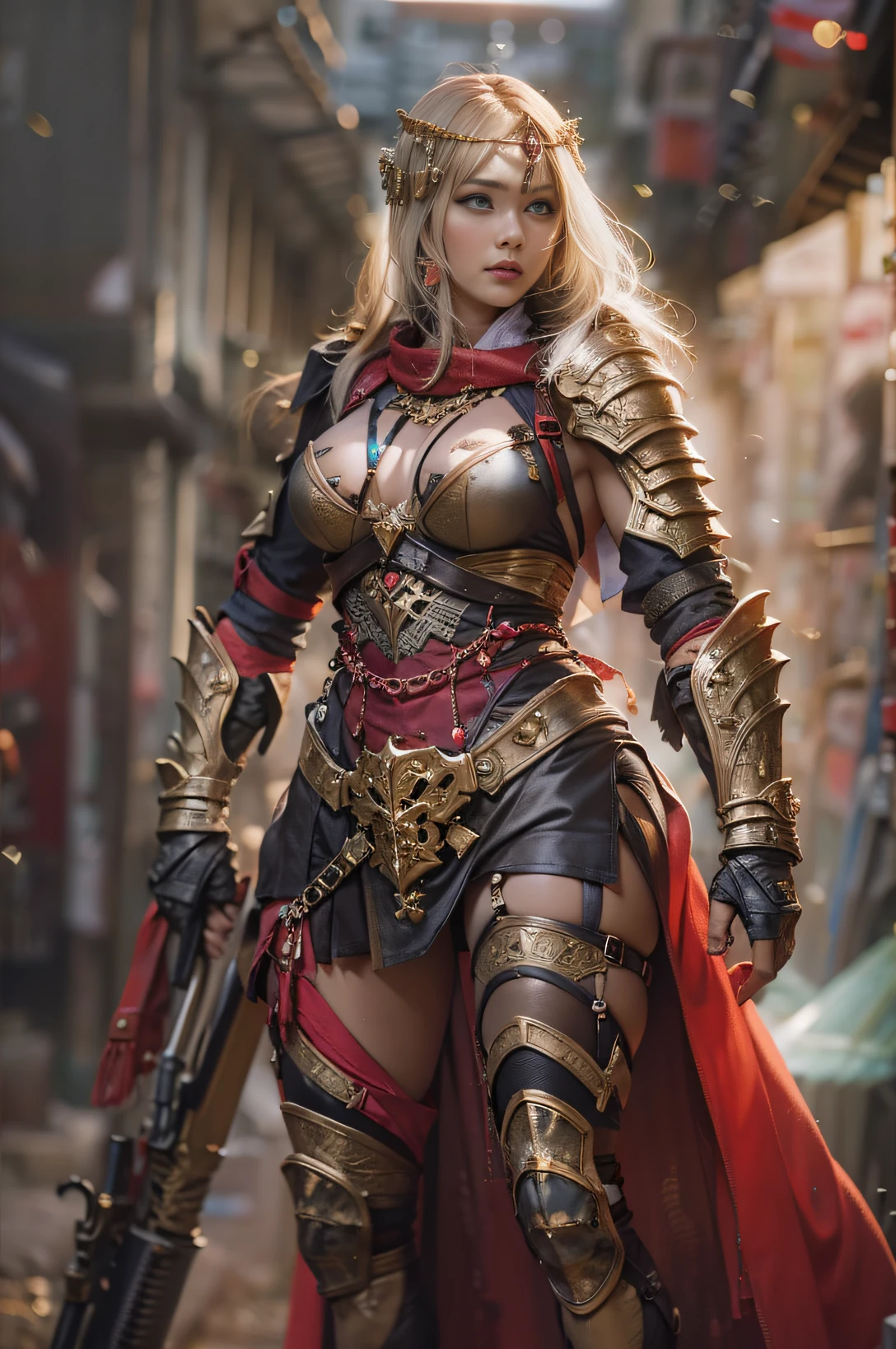Beautiful female warrior in insanely sexy bikini armor
