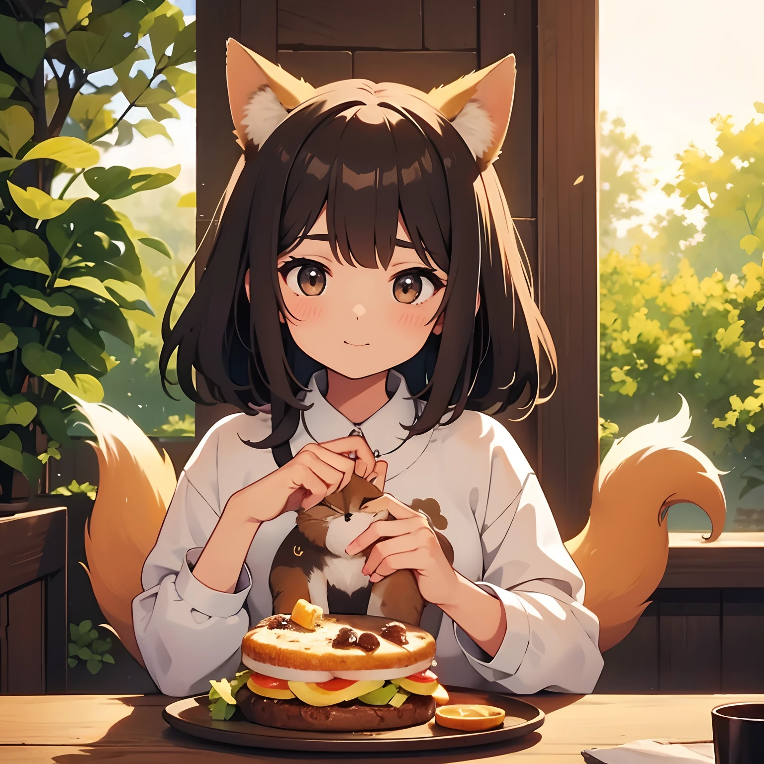 fox Cafe、Pretty girl、happily face、Brown skin、masterpiece、top-quality、Top image quality