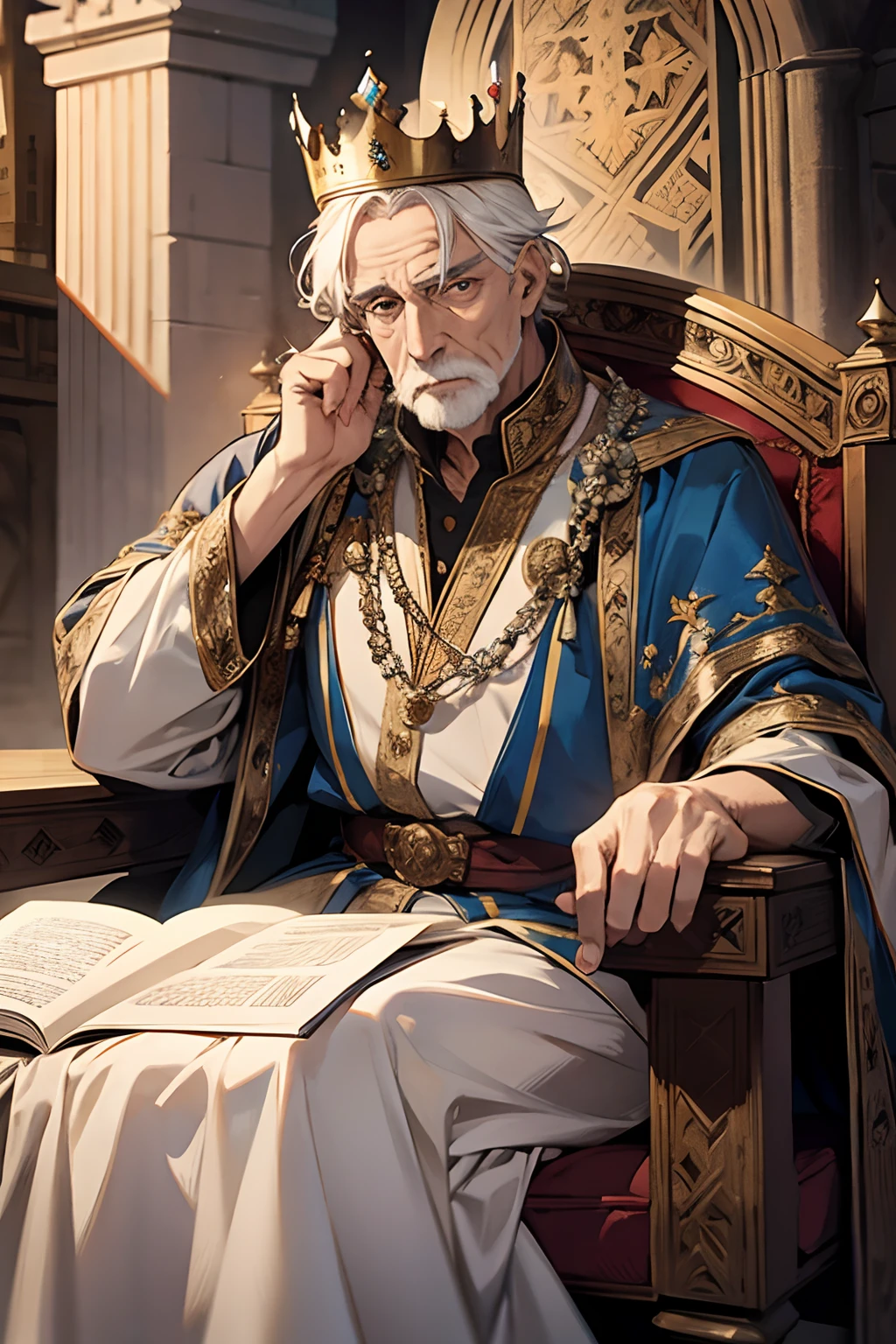 1male, elder, old man, king , royalty, medieval times