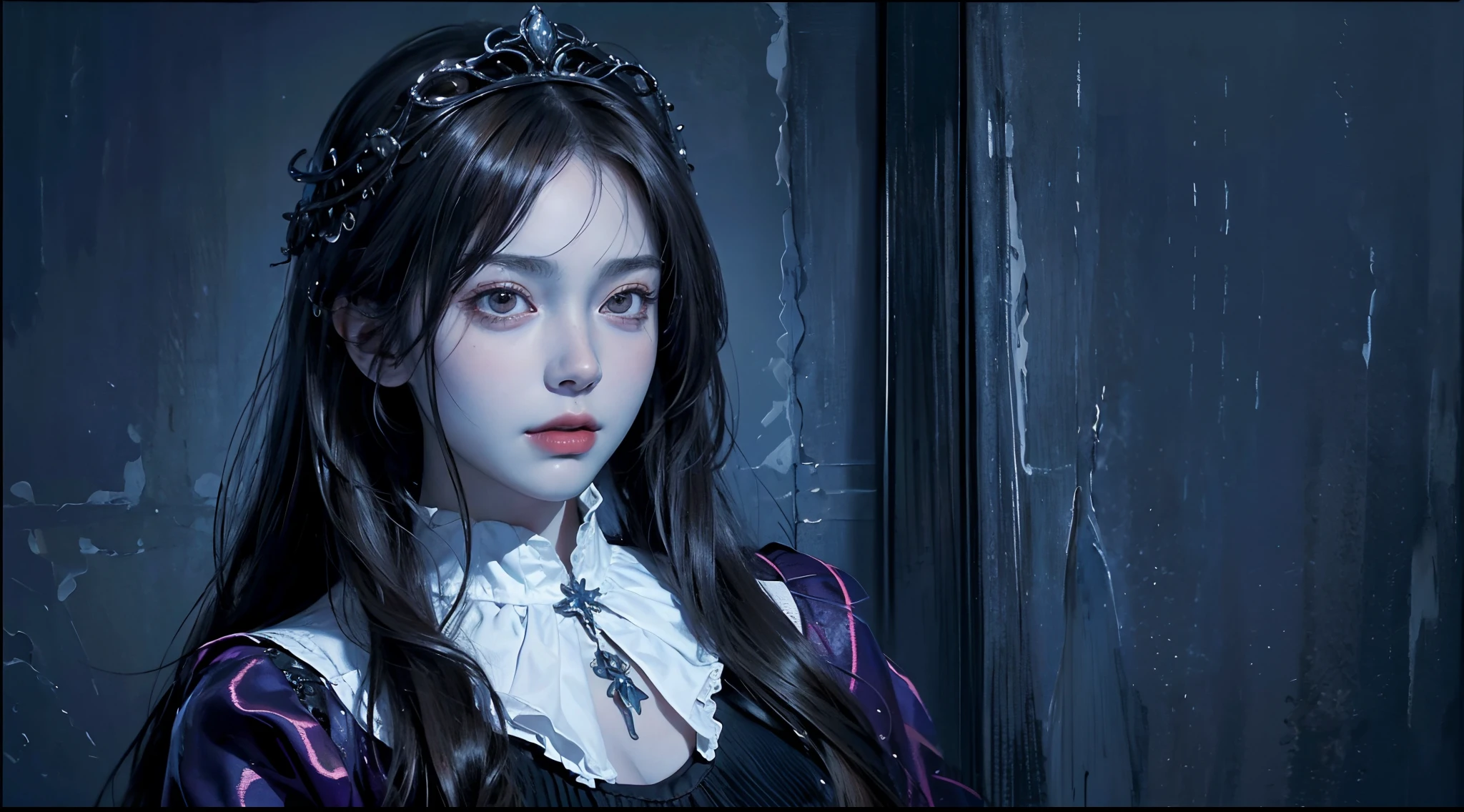 (ultra-realistic realism), (illustratio), (A high resolution), (8K), (The is very detailed), (The best illustrations), (beatiful detailed eyes), (top-quality), (ultra - detailed), (tmasterpiece), (the wallpaper), (Detailed face),1 countess,Large breasts,((Mid-range portrait:1.8)),ornate decoration,gothic castle,complex patterns,crosses, hyper HD, 8K,dramatics,mystic symbols