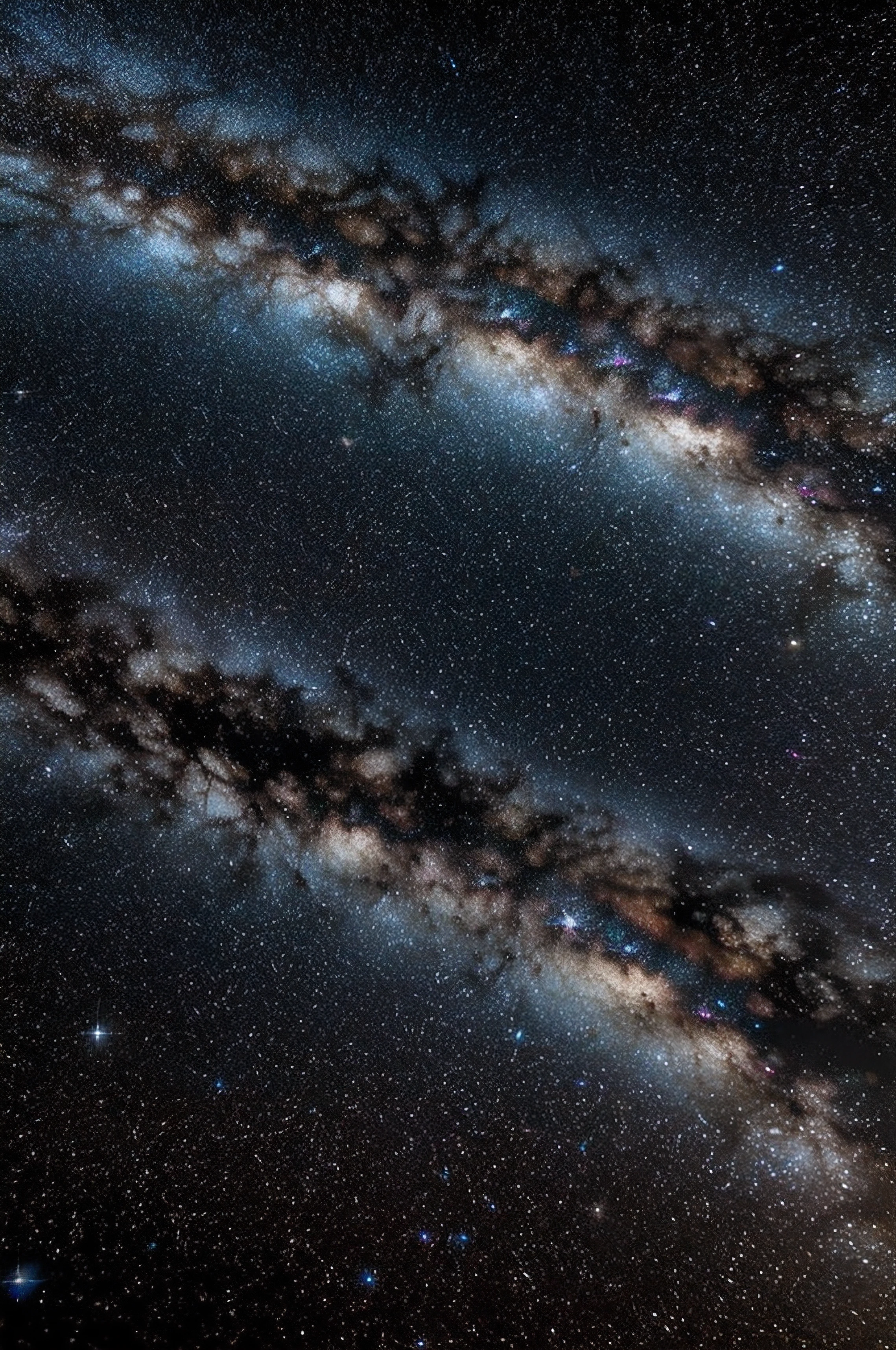 Starry sky with the Milky Way and highly detailed galaxy formations