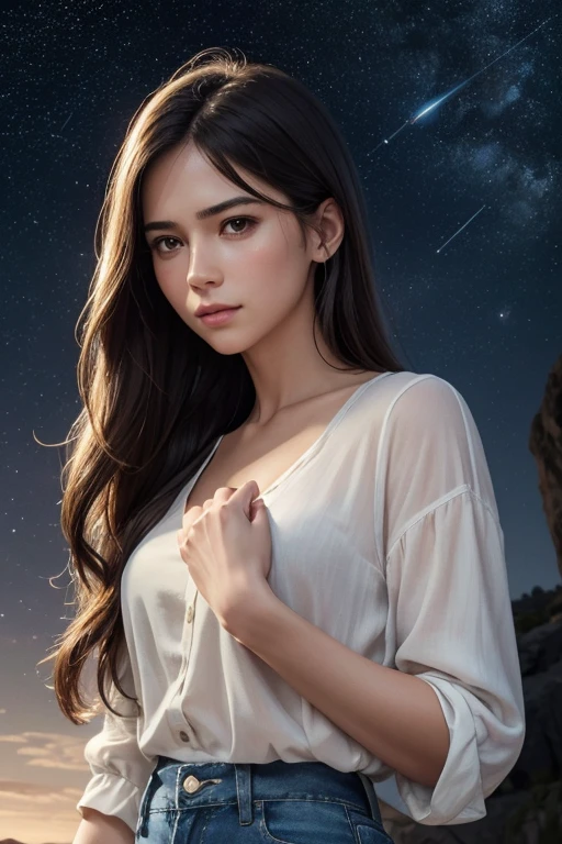 (best quality,4k,8k,highres,masterpiece:1.2),ultra-detailed,(realistic,photorealistic,photo-realistic:1.37),HDR,UHD,studio lighting,ultra-fine painting,sharp focus,physically-based rendering,extreme detail description,professional
young woman,apologizing to viewer sincerely for hurting him,desires to make amends,intense eye contact,teary eyed,feeling low,vulnerable and remorseful;mirror reflection,gentle hand gesture,star-studded night sky background,soft natural lighting,subtle shadows,faint background ambiance,subdued color palette,elegant demeanor,delicate facial features,soft tousled hair,simple yet stylish attire,casual jeans and a fitted white blouse
Please note that this is a dynamic prompt and may vary each time it is generated.