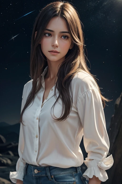 (best quality,4k,8k,highres,masterpiece:1.2),ultra-detailed,(realistic,photorealistic,photo-realistic:1.37),HDR,UHD,studio lighting,ultra-fine painting,sharp focus,physically-based rendering,extreme detail description,professional
young woman,apologizing to viewer sincerely for hurting him,desires to make amends,intense eye contact,teary eyed,feeling low,vulnerable and remorseful;mirror reflection,gentle hand gesture,star-studded night sky background,soft natural lighting,subtle shadows,faint background ambiance,subdued color palette,elegant demeanor,delicate facial features,soft tousled hair,simple yet stylish attire,casual jeans and a fitted white blouse
Please note that this is a dynamic prompt and may vary each time it is generated.