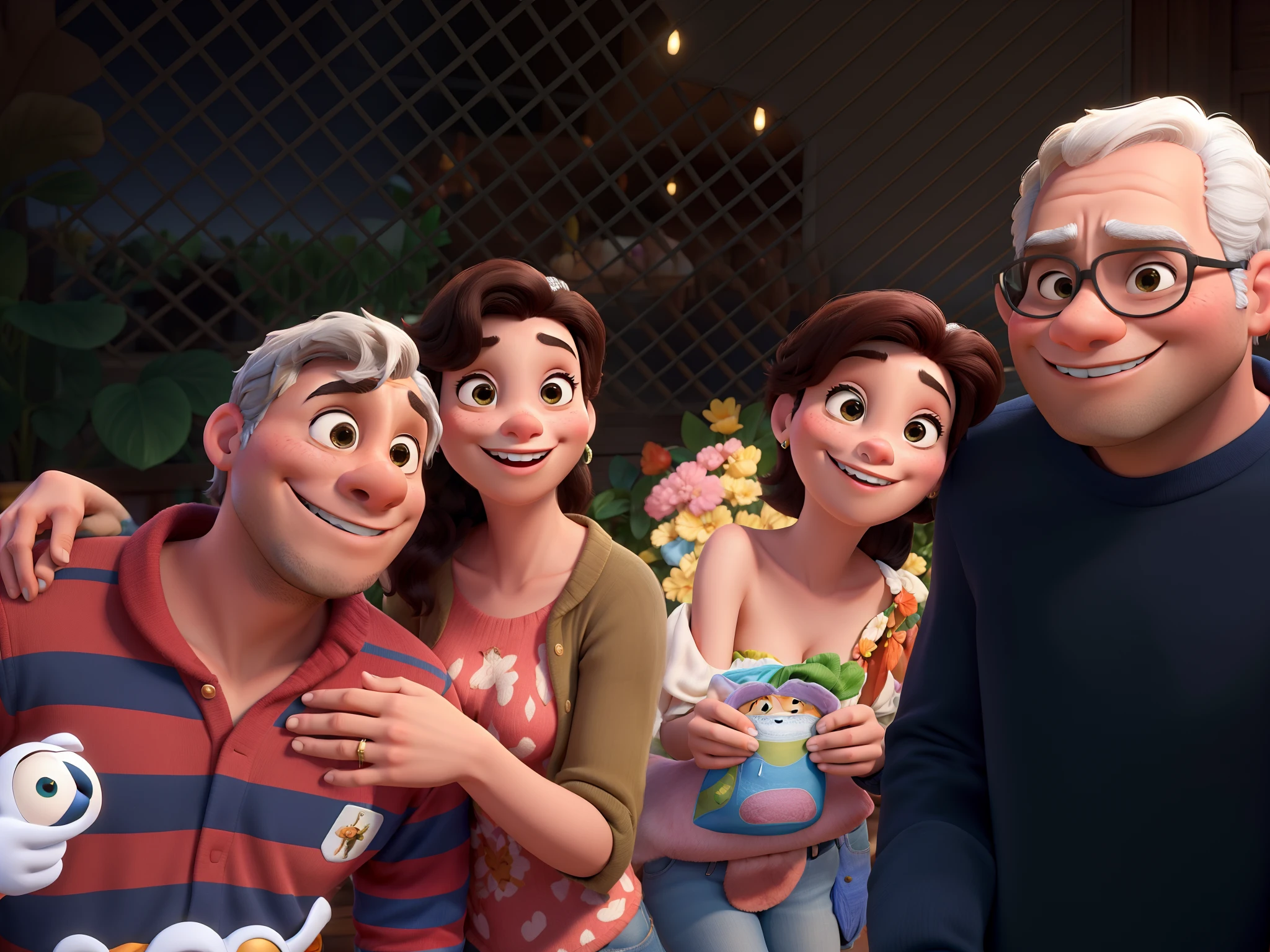 Dois Casais de namorados felizes estilo Disney Pixar, alta qualidade, melhor qualidade