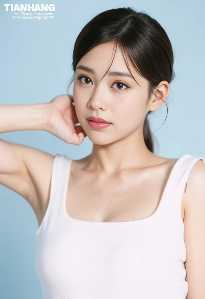 (((Medium hair))), best qualtiy, 8K, hdr, A high resolution,Flaming red lips, absurderes:1.2, blur backgroun, Background bokeh:1.2, photography of, (RAW photo:1.2), (真实感:1.4), (Masterpiece:1.3), (complexdetails:1.2), 1girll, 独奏, japanaese girl, delicated, Beautiful detailed, (Delicate double eyelids), (Detailed facial features), Bigboobs, (((Large breasts))), Skin Firm, (Looking_at_peeping at the viewer), From_Front, (being thin),(best qualtiy:1.4),(超A high resolution:1.2),cinematic lighitnglamplight,(Extremely detailed illustration),(Gloss on lips,best qualtiy,超A high resolution,depth of fields,Caustics,Extensive illumination,naturalshadow,85mm, f/1.4, iso 200, 1/160s:0.75),1girll, Solo, (((Silk vest))) Smile, ((silk garment,pleatedskirt,Classroom))