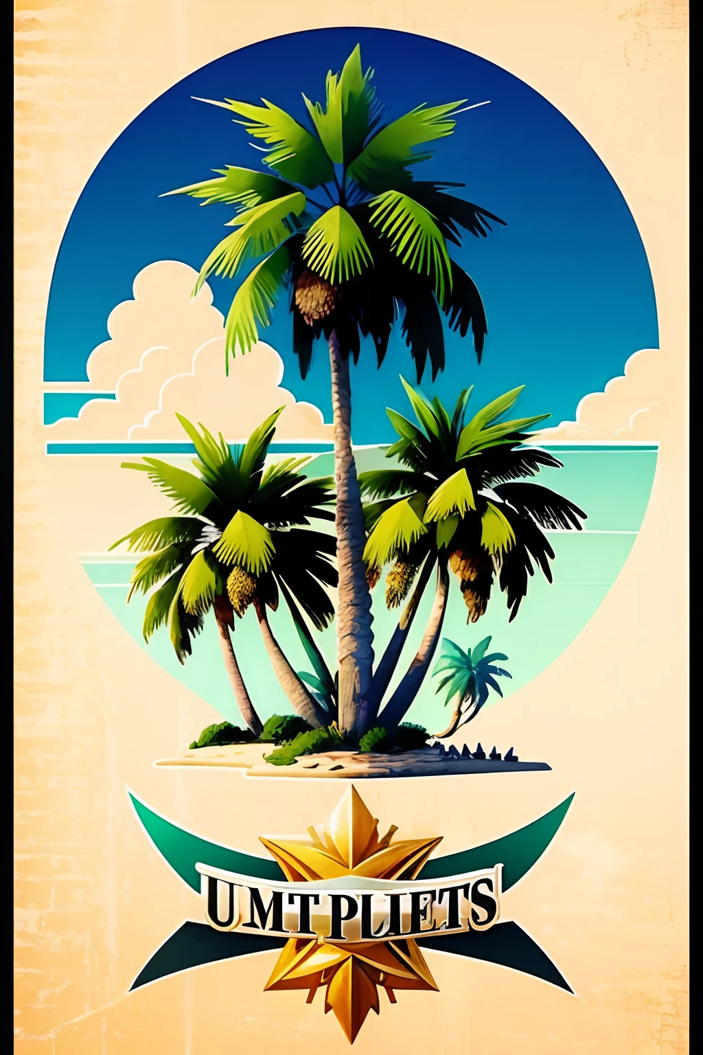 Unit crest with 2 palm trees and no people