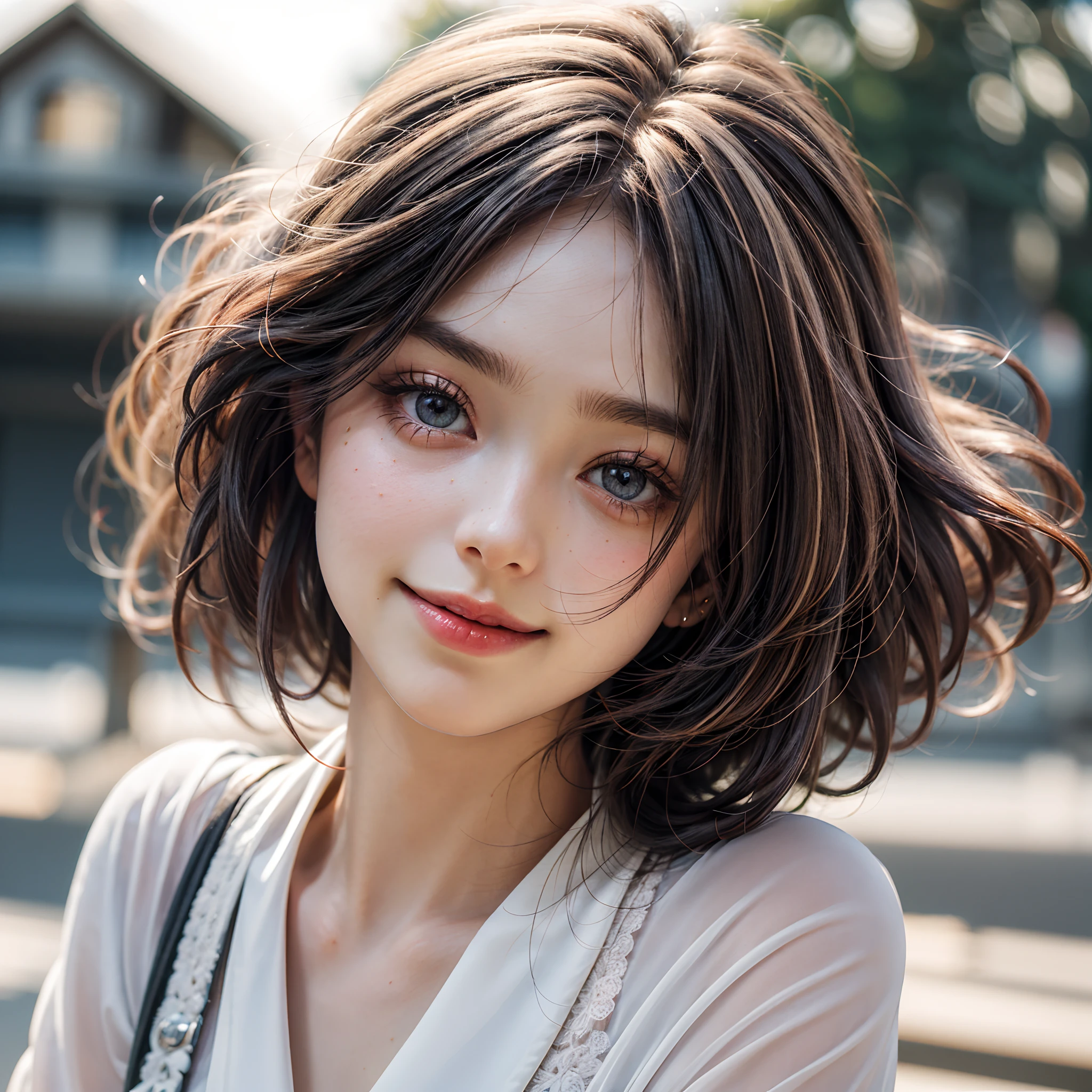 (best quality,highres,masterpiece:1.2),ultra-detailed,(realistic,photorealistic,photo-realistic:1.37),portraits,sharp focus,vivid colors,beautiful detailed eyes,beautiful detailed lips,longeyelashes,hair flowing in the wind,rosy cheeks,soft and smooth skin,natural-looking eyebrows,sparkling eyes with intricate details,tiny wrinkles around the eyes and mouth,subtle blush on the face,warm and inviting smile,detailed eyelashes with volume and length,sparkling highlights in the eyes,sunlit studio lighting,subtle atmospheric haze,delicate shadows on the face,impeccable skin texture,expressive facial features,life-like expressions,captivating gaze,pure joy and happiness radiating from the eyes and face, back lighting, , Japanese,