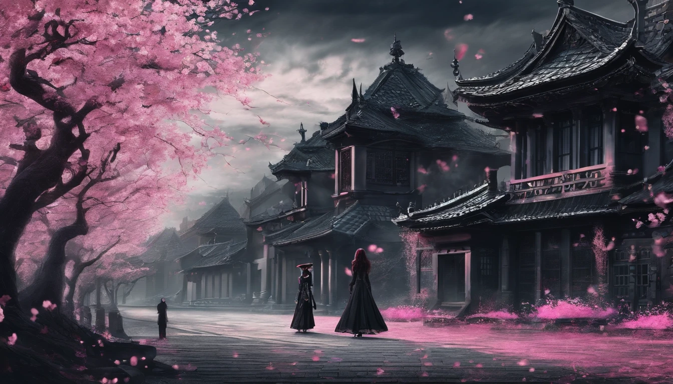 Cherry blossom And Street, wonderful girl