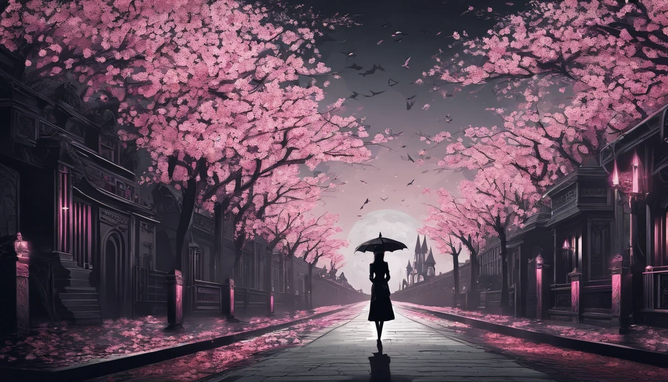 Cherry blossom And Street, wonderful girl