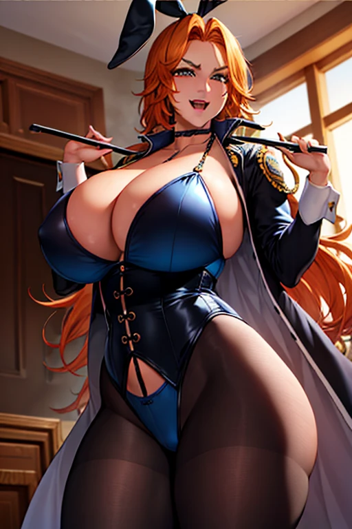 1chica, solamente, Afrodita, adornos para el cabello, flores en el cabello, pechos enormes, cuello, pulseras doradas, obra maestra, mejor calidad, colores vibrantes, NSFW, oversized gigantic breast, Mujer completamente madura, Cabello largo, happy face, lingerie stockings, bunny playboy, in the room, (Beautiful_cara:1.5), (estrecho_cintura) cinematic lighting, bust shot, extremely detailed CG unity 8k wallpaper, muscular, (gigantic breasts:1.0), big eyes, (curvy:0.8), caustics, (sunbeam:0.8), Playboy Bunny Outfit, sexy pose, corset, tight tights, orange hair, blue eyes, super detailed Dynamic facial expressions,