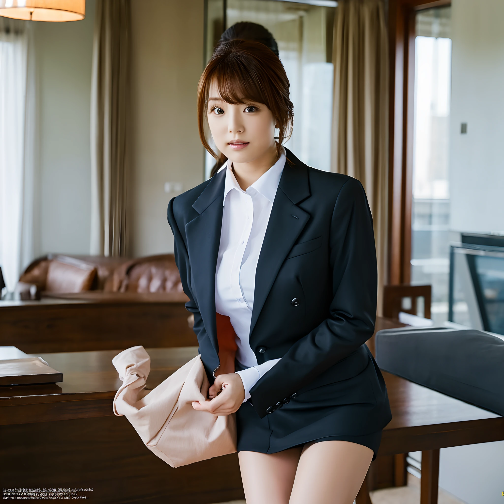 8k、Wearing a suit、tight miniskirt