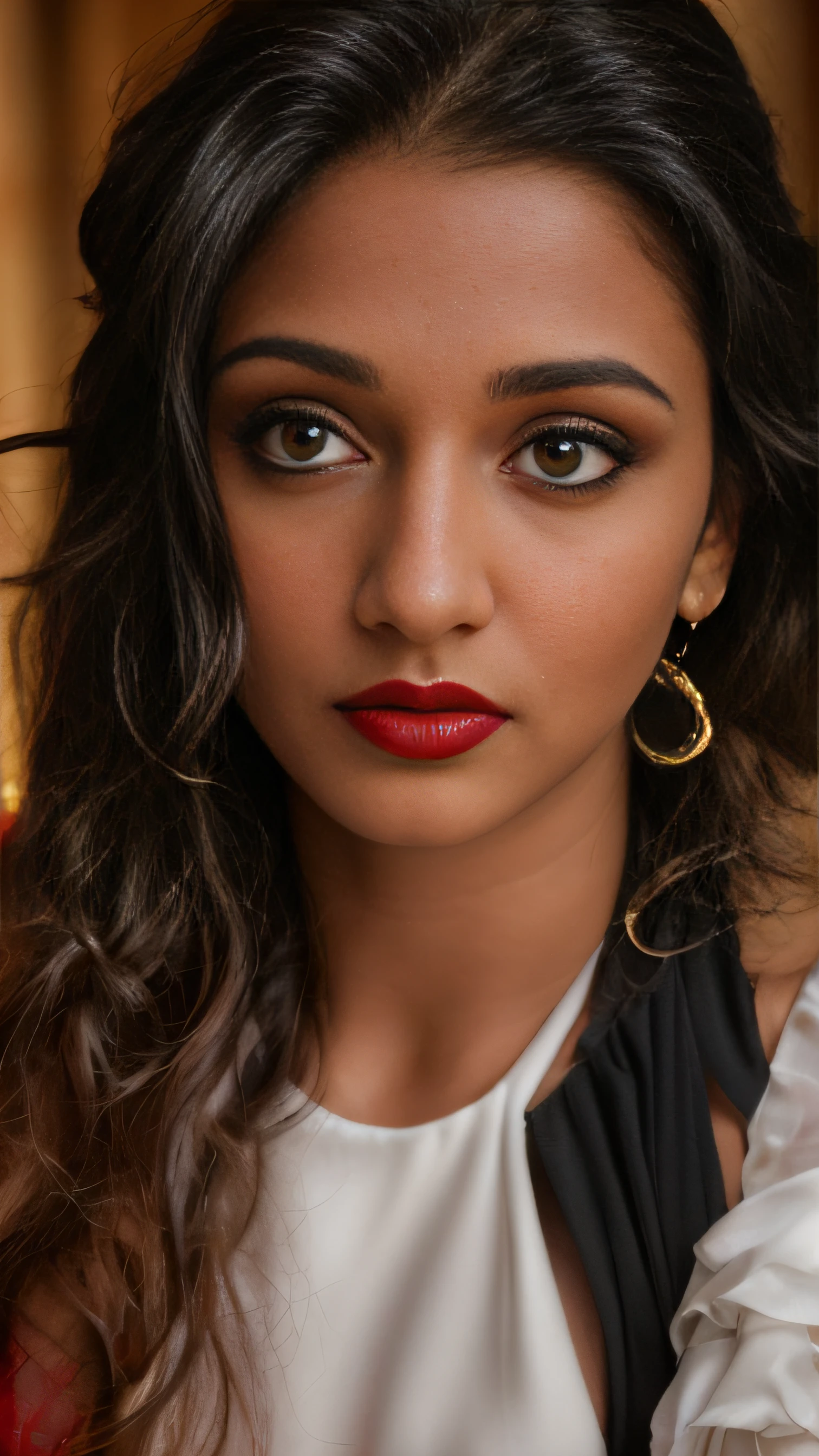 (editorial photograph of a young Indian woman with big boobs red lips)、karla ortiz, (highly detailed face:1.4) (smile:0.7) (backround 5 star hotel , moody, private study:1.3) POV, by lee jeffries, nikon d850, film stock photograph ,4 kodak portra 400 ,camera f1.6 lens ,rich colors ,hyper realistic ,lifelike texture, dramatic lighting , cinestill 800, realistic, wearing Black dobby weave self design fit & flare dress Sweetheart neck Short, puff sleeve Tie-up detail on back Above knee length in flounce hem Attached Lining Chiffon fabric, actress, karla ortiz, posing!!, candid picture, by Max Dauthendey