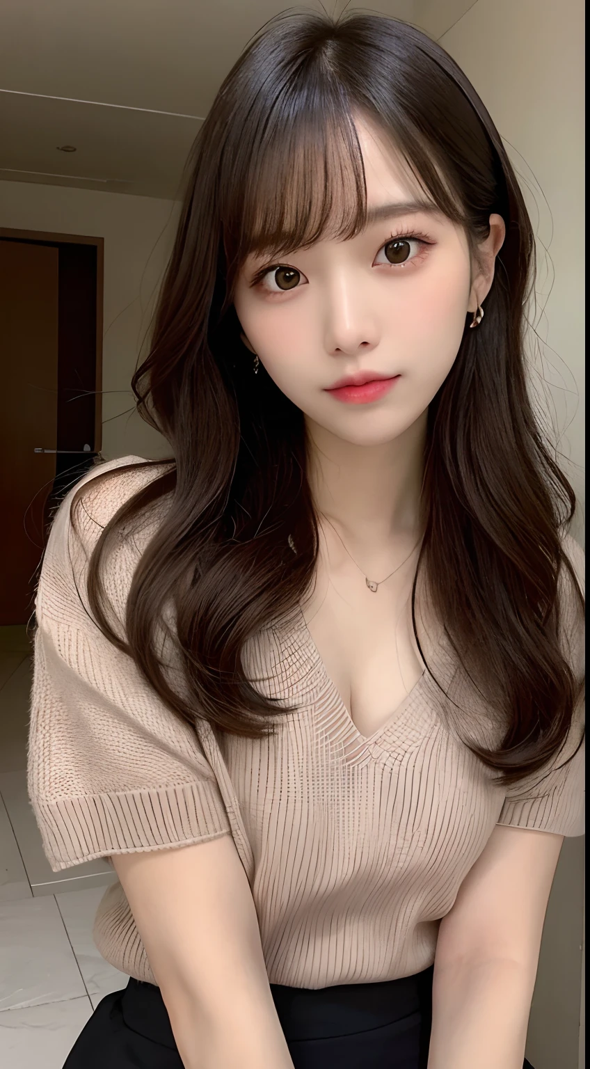 table top, highest quality, shape, Super detailed, finely, High resolution, 8k wallpaper, 完璧なダイナミックな構shape, beautiful and detailed eyes, gorgeous spring clothes,beautiful straight hair,small breasts,natural color lip, 20 year old girl、cute、sexy shot looking at camera,Always blur the background,perfect and beautiful face,Beautiful and dense face、slim face and style,Big eyes、Do gal makeup,real photos(best image quality)、sexy face、fashion model pose、Step away from the camera and take a full body photo、smile