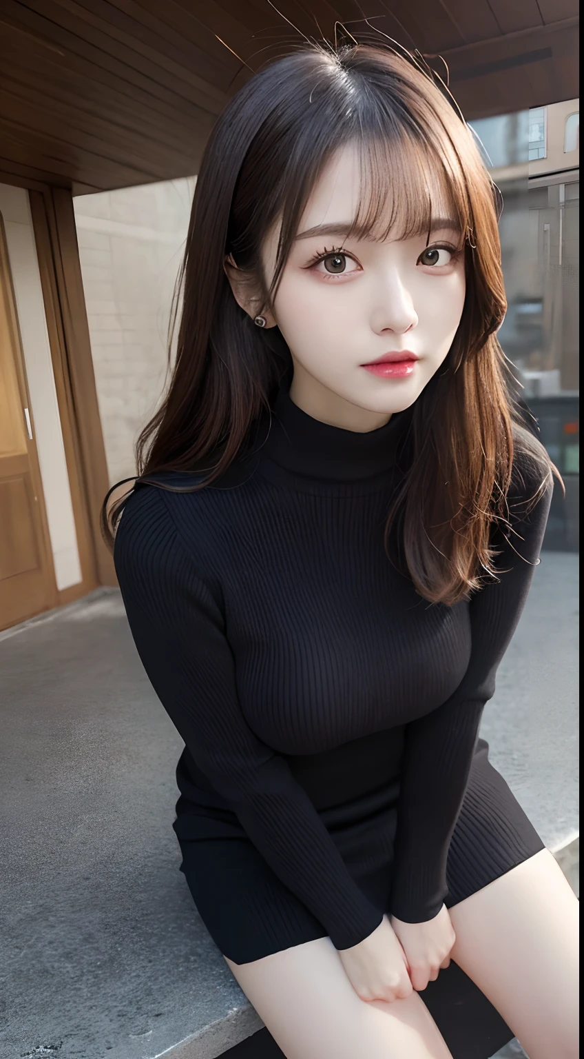 ((カフェの前に座るmature woman)),((turtleneck shirt:1.3)). 40k, photograph, table top, highest quality, dark gray background, ((mature woman女性達, died, Mami, mature woman)), ((plump breasts)), perfect face, perfect tits, ((Your chest is big)), ((One girl with brown eyes and gorgeous light black hair)). beautiful japanese woman,very soft breastsと白い肌,, ((very soft breasts)). super detailed face, fine eyes, embarrassing, smile, summer, daytime, (((slave collar))), Half body, 胸の谷間ドレス柔らかい胸リアルリアルなリアルなphotographリアルリアル
