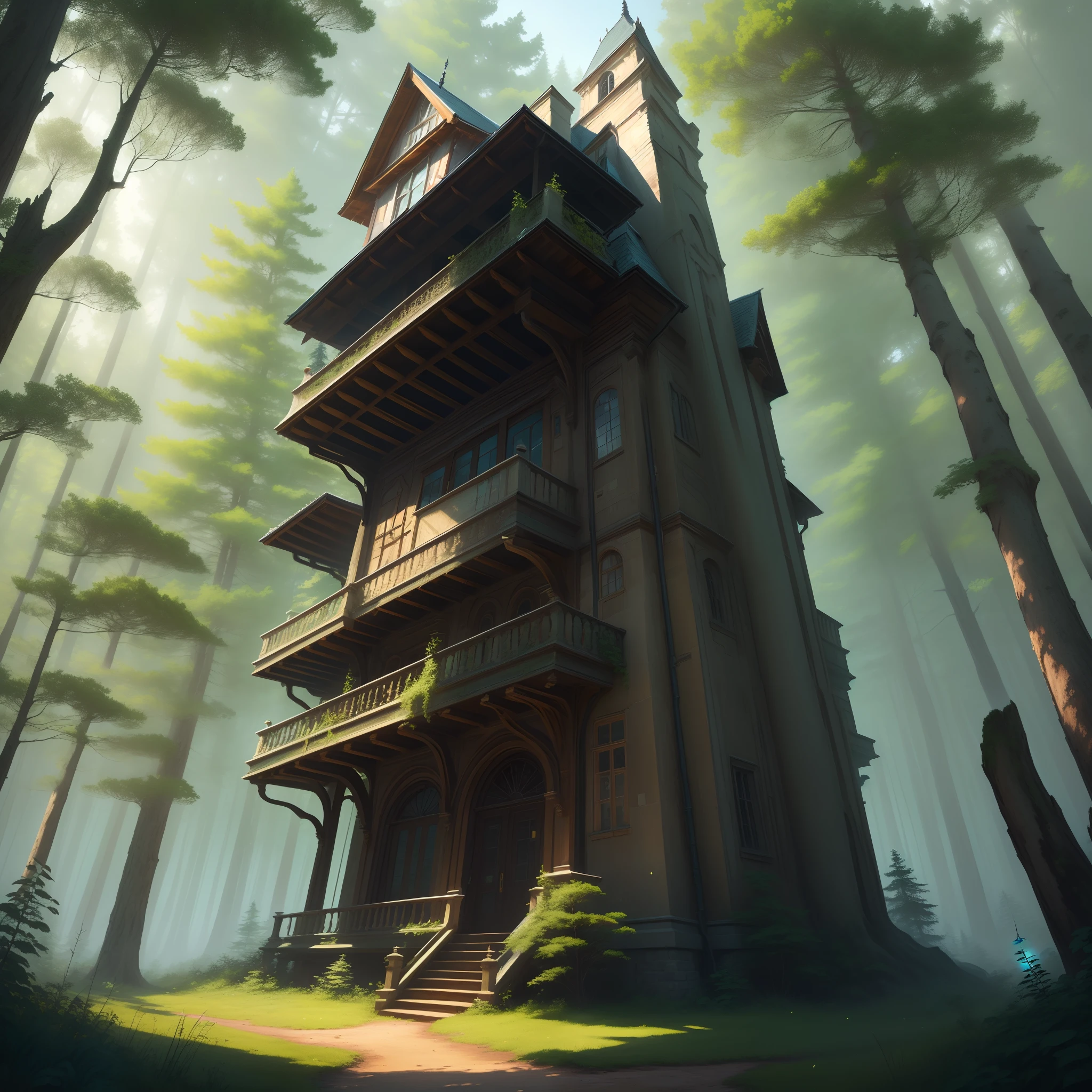 A library tower deep in the forest