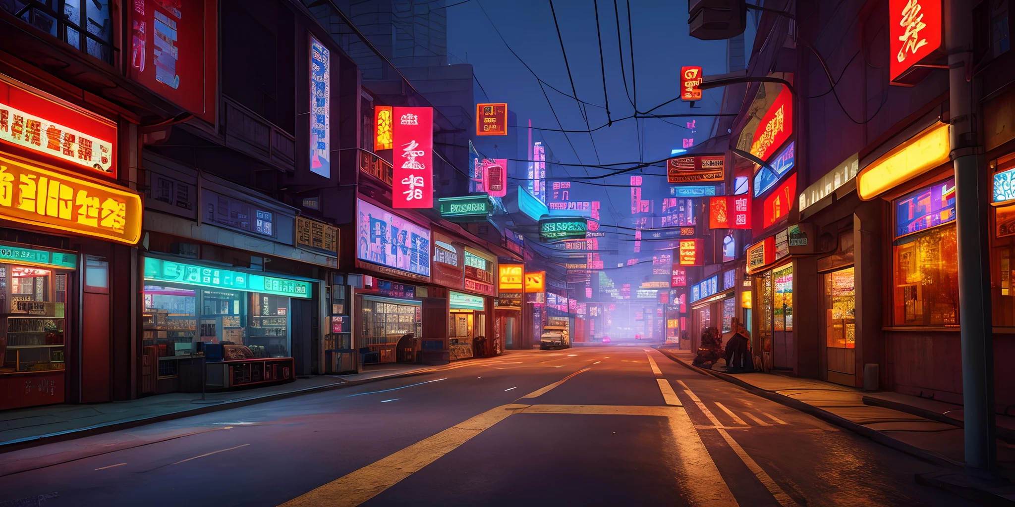 Cyberpunk city from sci-fi movie, wasteland, empty street, night, chinoiserie architecture, bridge, old shop, irregular, circuit board, wires, intricate, ultra detailed, realistic, hyper realistic, high quality, best , Super Detail, Crazy Detail, Very Detailed, Photorealistic, Epic Composition, Best Quality, 32k --v 6