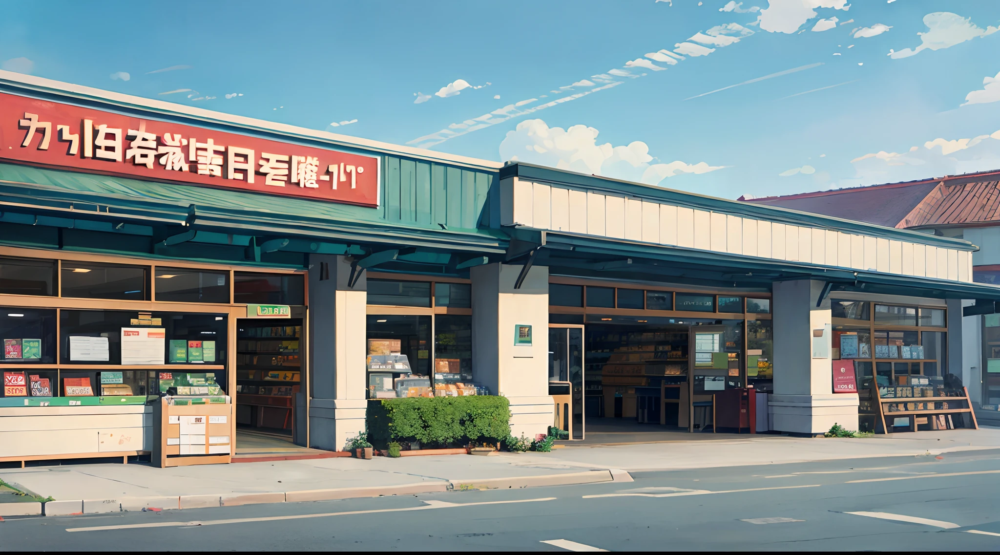 Exterior view of a large supermarket。