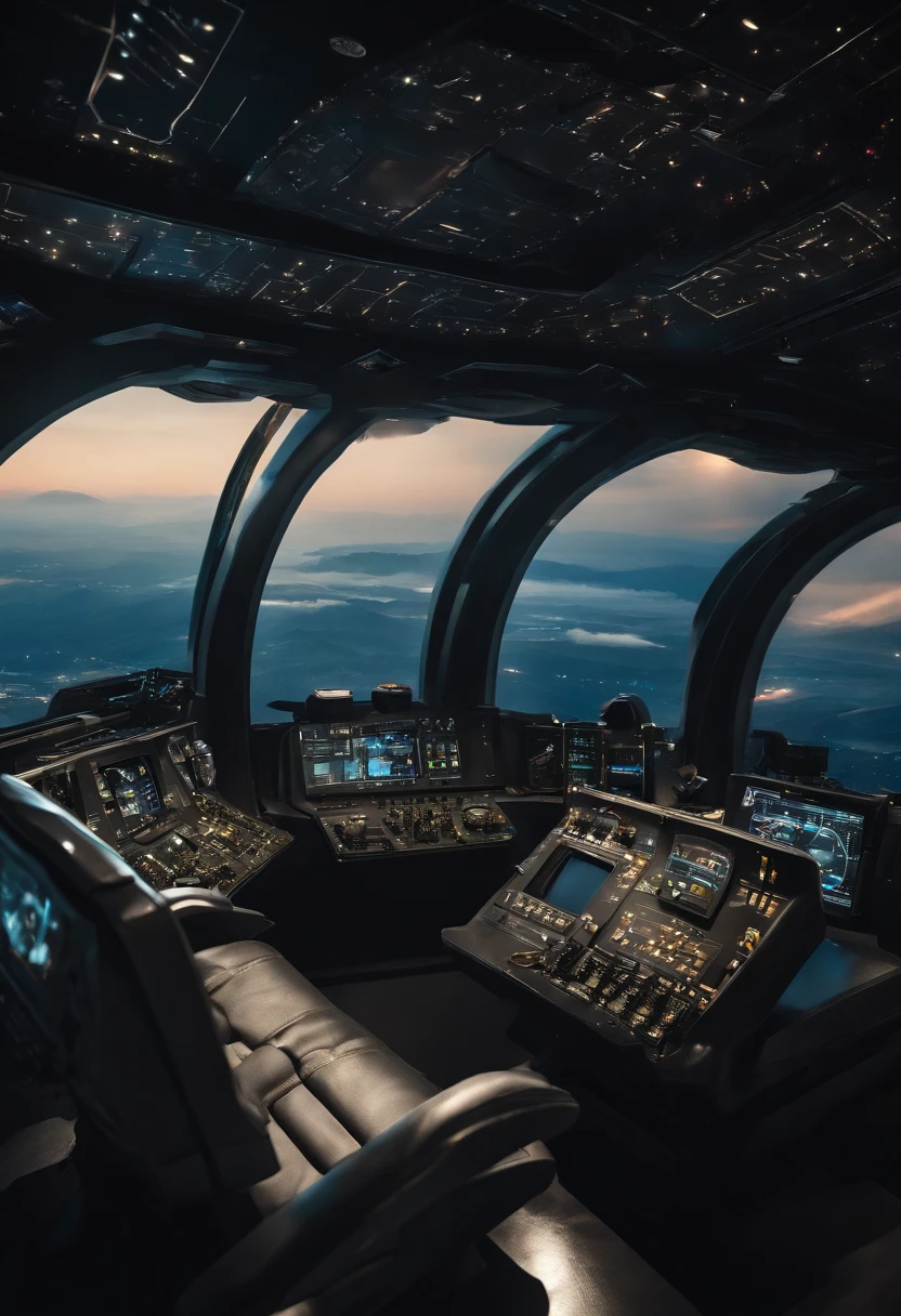 The inside of the bridge of a space battleship about 1500 years in the future. From the window, You can see the scenery of alien stars, The entire space is、It is full of working consoles with electronics and screens,There are control seats for 20 crew members Full HD
