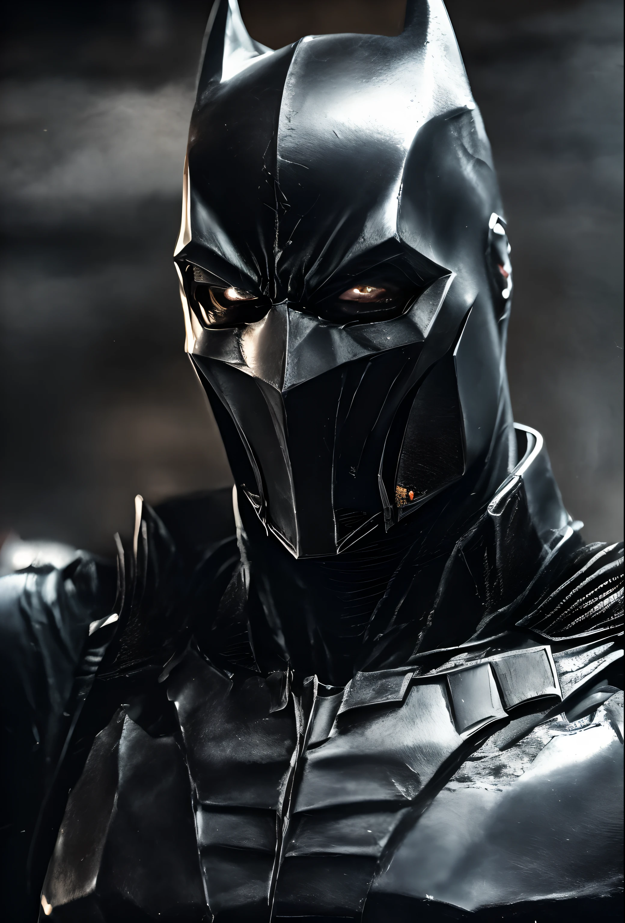 Batman mask with red eyes and a black leather suit, black octane render, filme ainda 8K, Retrato tirado 8 K, Personagem de Mortal Kombat, 8k portrait render, 8k octane render, 8K octane rendering, hq 4k papel de parede, Retrato de um vigilante, MK Ninja, badass anime 8 k, octane render 8k, octano render 8 k