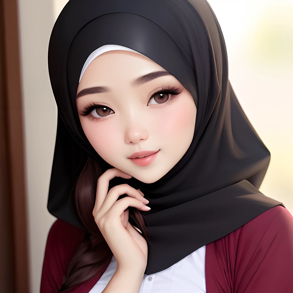 Beautiful woman hijab without outfit