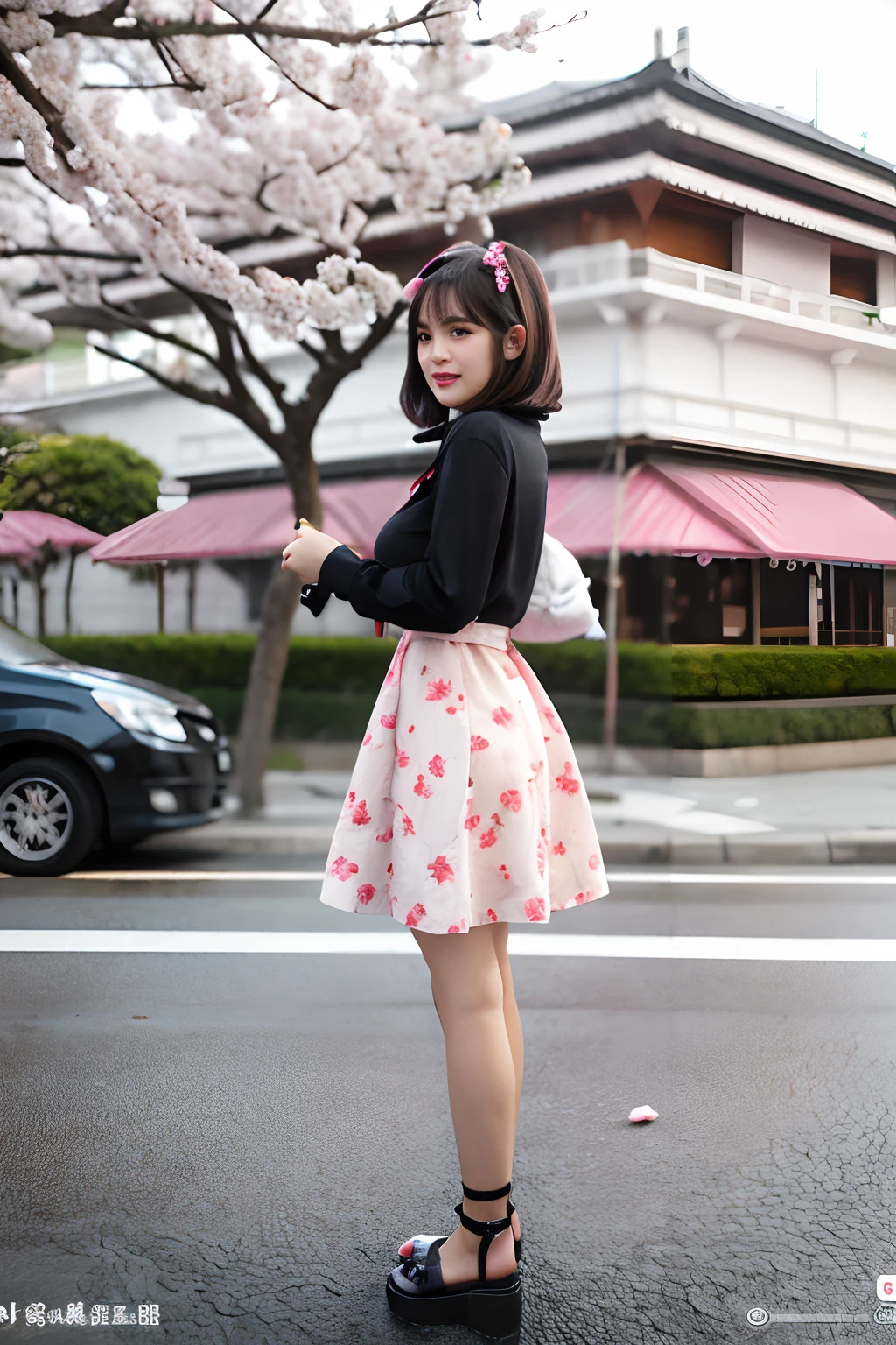 Cherry blossom And Street, many bimbo women on the street, giga_busty