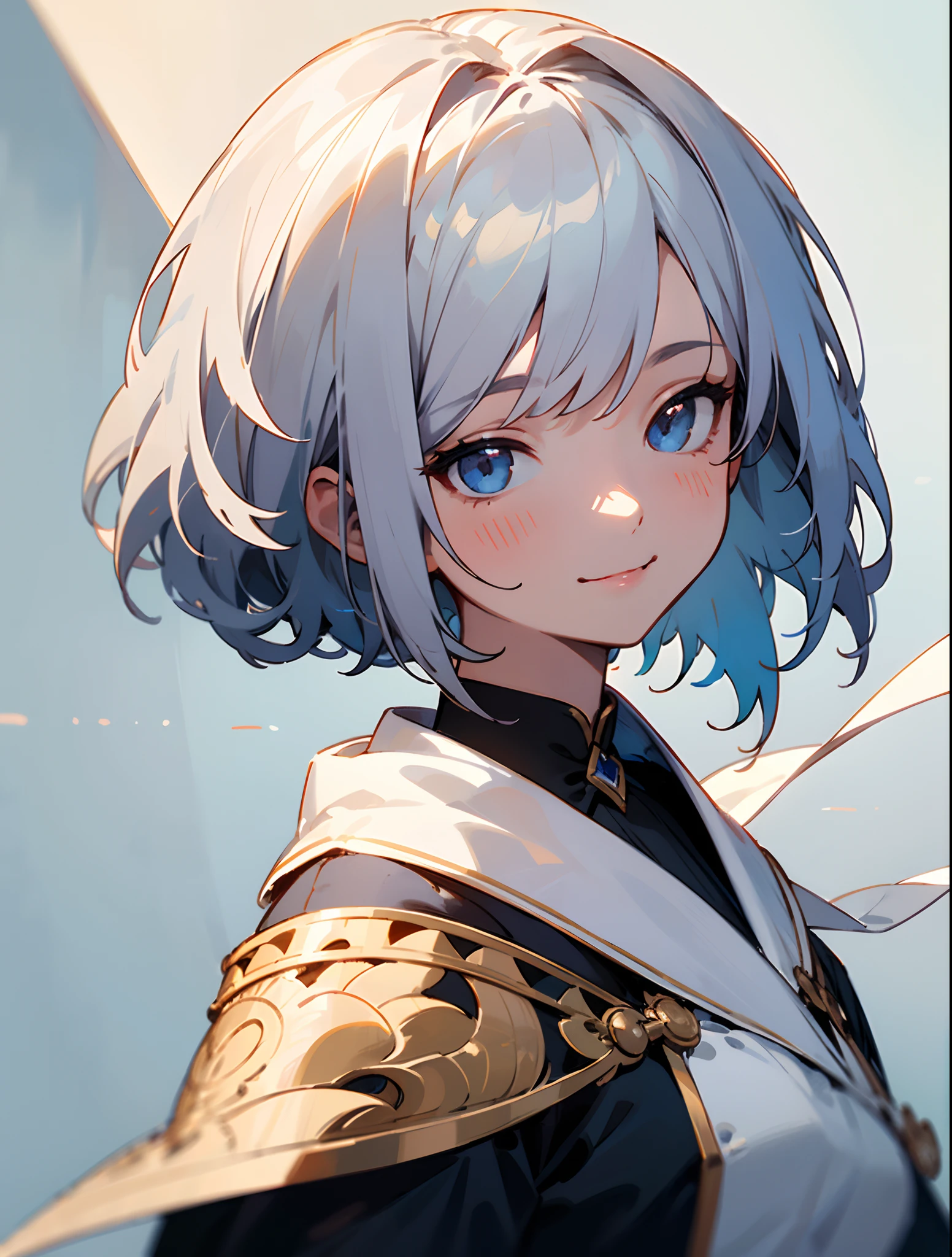​masterpiece、top-quality、超A high resolution、Girl in a magician's outfit、2D Beautiful Girl、soio、kindly smile、Silvery hair、short-haired、Eyes are drawn in detail、The face is depicted in detail、Clothes are depicted in detail、animesque、illustratio