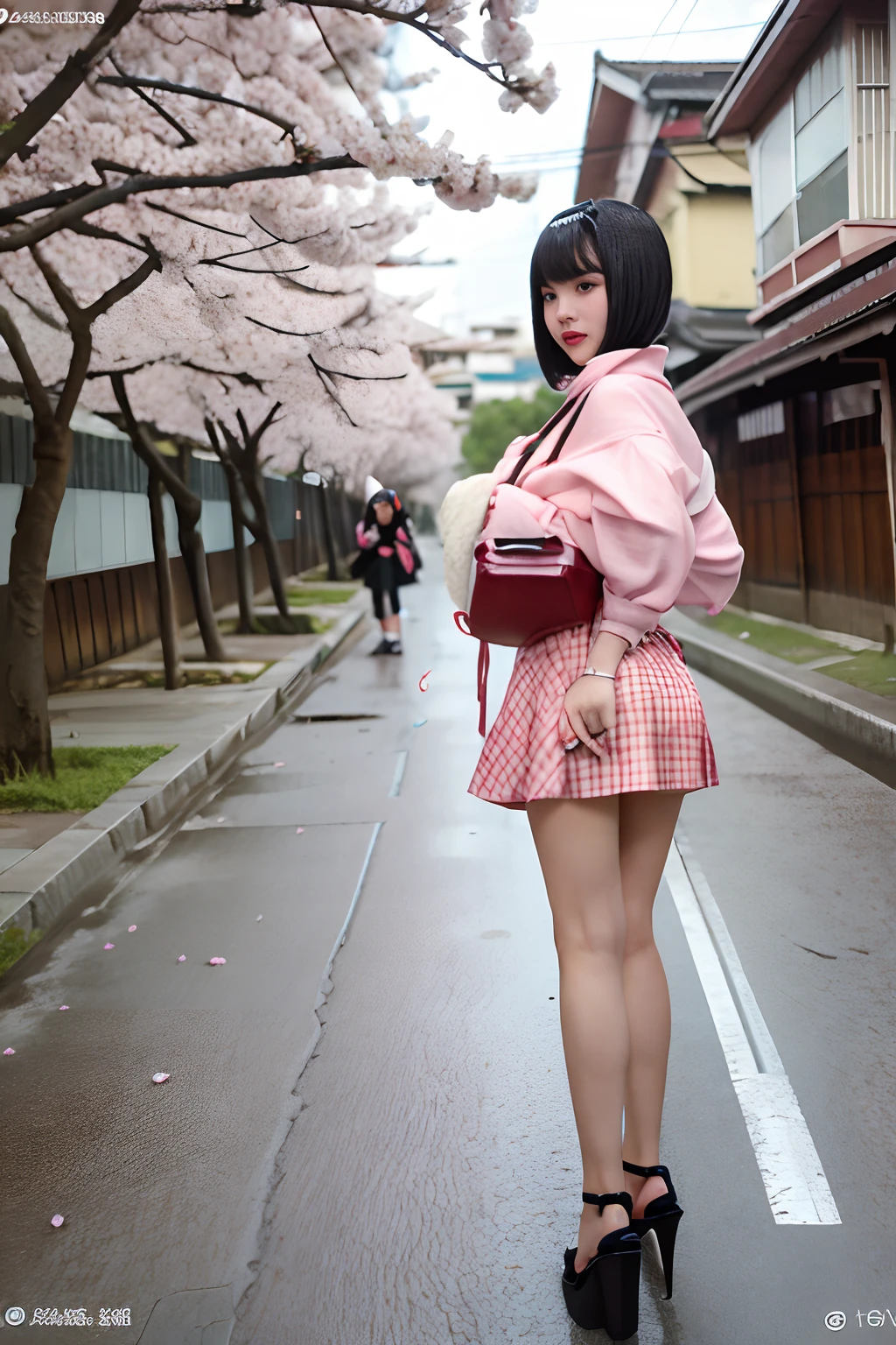 Cherry blossom And Street, many bimbo women on the street, giga_busty