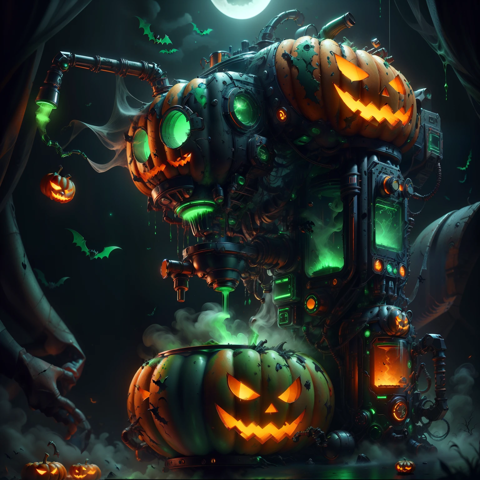 Halloween Tech , scifi,  Supernatural Green, Scary,
Coffee machine