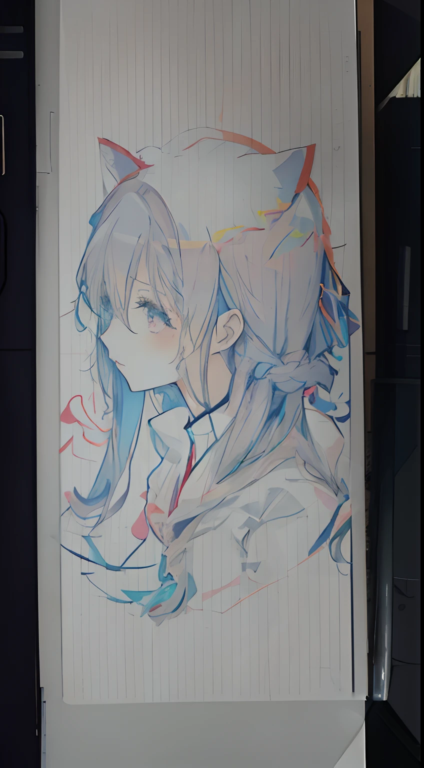 Someone is drawing a picture of a girl with a cat, an anime drawing, Anime shading), As an anime character, Anime Drawing, with out shading, anime sketch, an anime girl, a manga drawing, Anime Character, anime style drawing, Anime shading, young anime girl, faded drawing, inspired by Li Chevalier, Anime Girl, anime style character