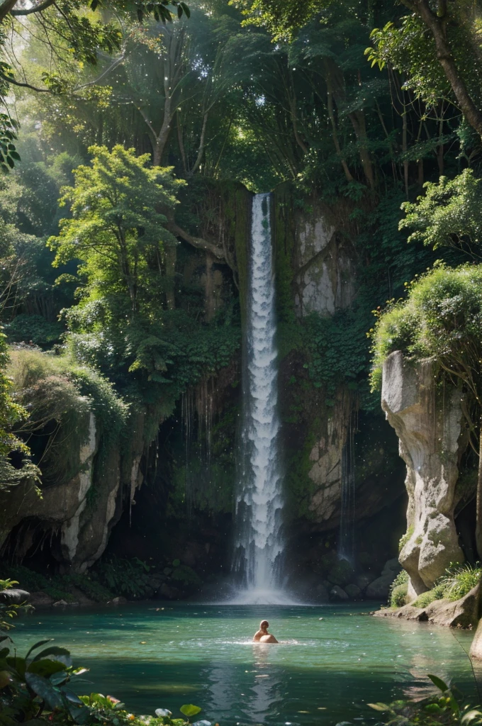 (best quality,highres,masterpiece:1.2),ultra-detailed,physically-based rendering,beautiful detailed eyes,beautiful detailed lips,mythical creatures,whimsical,enchanted forest,ethereal atmosphere,breathtaking scenery,magical light beams,majestic trees,Fantasy theme,fairies and mystical beings,green lush vegetation,wild nature,illuminated pathway,sparkling sun rays,dreamlike landscape,shadowy corners,dappled sunlight,tranquil ambiance,magic in the air,colorful flowers,delicate white petals,gentle breeze,serene and hidden oasis,secret garden,mysterious waterfalls,ancient ruins,hidden treasures,sparkling river,peaceful sounds of nature,whispering leaves,aerial perspective of the jungle,floating butterflies,ethereal white fog,majestic white horses,graceful movement,unseen forces,unforgettable adventure,imagination come to life,vibrant and vibrant colors,magical moonlight,enchanted dreamscape.