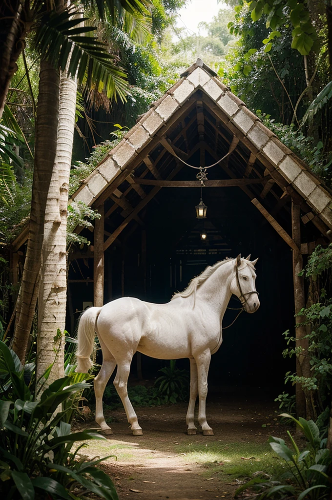 magical white horses , jungle , fairy tale ,