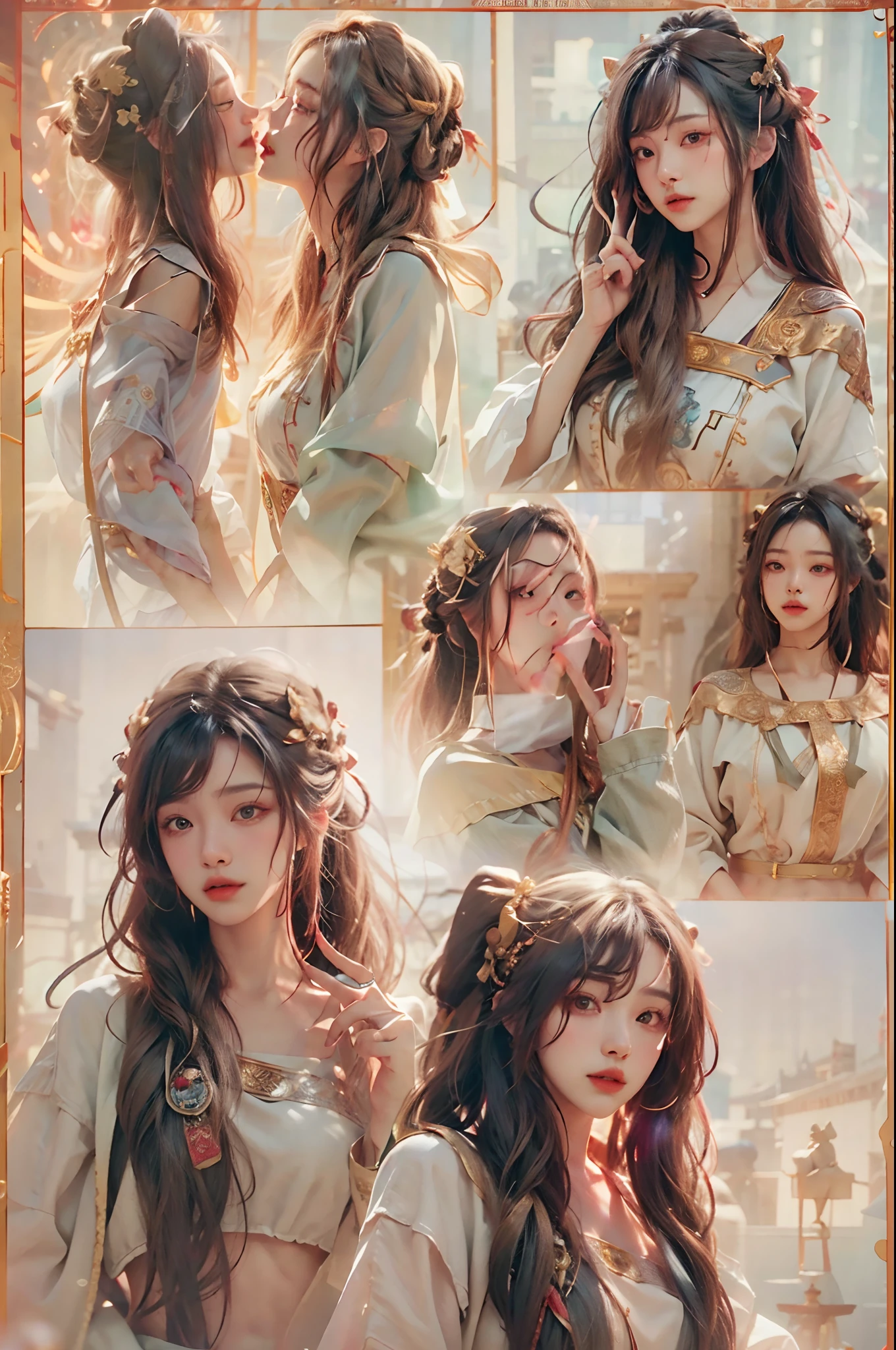 (RAW photos,best qualtiy),(realisticlying,photograph realistic:1.3)(Finger details:1.5),best qualtiy,highly detailed,tmasterpiece,Hyper-detailing,illustratio,1girll,The upper part of the body_Body,dynamic angle,Masterpiece Theatre of the World,Messy_Long_Hair,best qualtiy,extremely detailed CG unity 8k wal,ink,astounding,cinmatic lighting,lens_flare,,dunhuang_Style