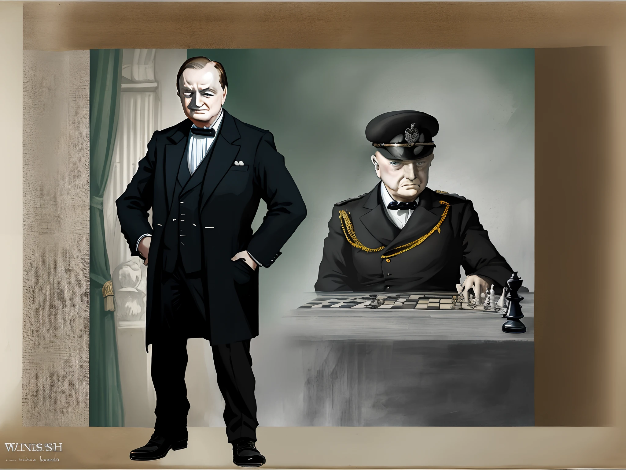 Winston Churchill playing chess