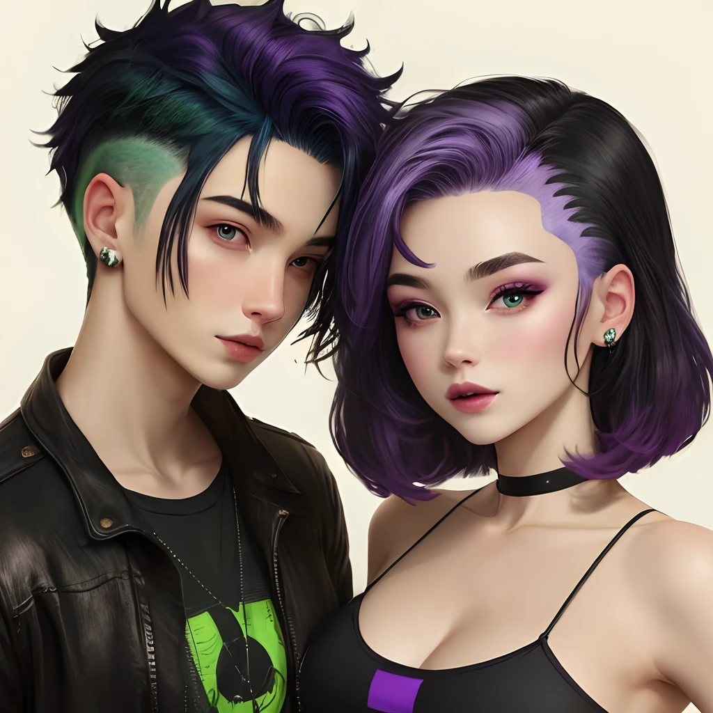 Black, green and purple hair