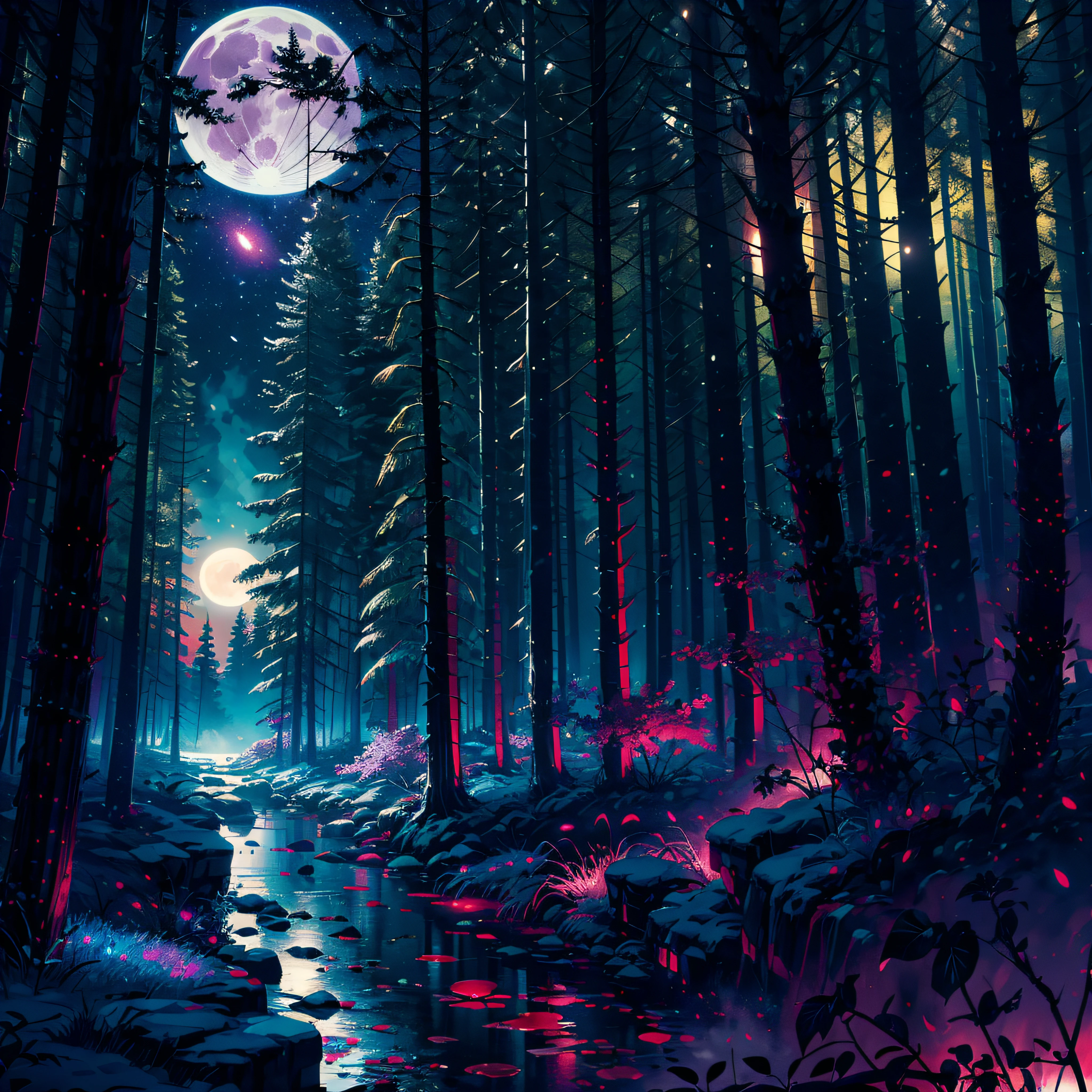 A wide landscape photo, (viewed from below, the sky is above, and the open field is below), an anime girl sitting on colorful flowers field looking up, (full moon: 1.2), (meteor: 0.9), (nebula: 1.3), distant mountains , shooting stars, Trees BREAK Crafting Art, (Warm Light: 1.2), (Firefly: 1.2), Lights, Lots of Purple and Orange, Intricate Details, colorful palette,Volumetric Lighting BREAK (Masterpiece: 1.2), (Best Quality), 4k, Ultra Detailed, (Dynamic Composition: 1.4), Rich in Detail and Color, (Rainbow Color: 1.2), (Glow, Atmospheric Lighting), Dreamy, Magical, (Solo: 1.2),