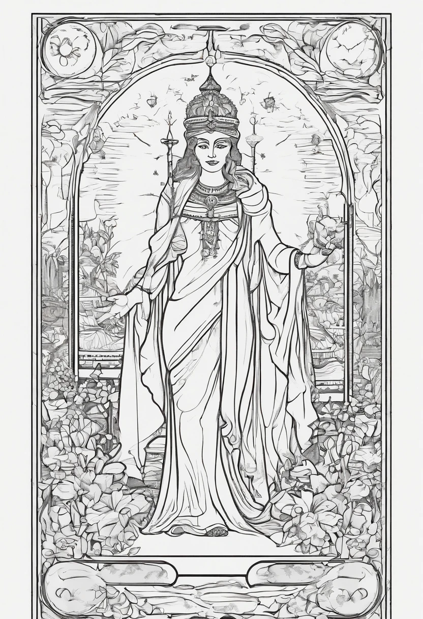 Lovers tarot card, coloring book page, clear details, clean line art, thick outline, clear line art