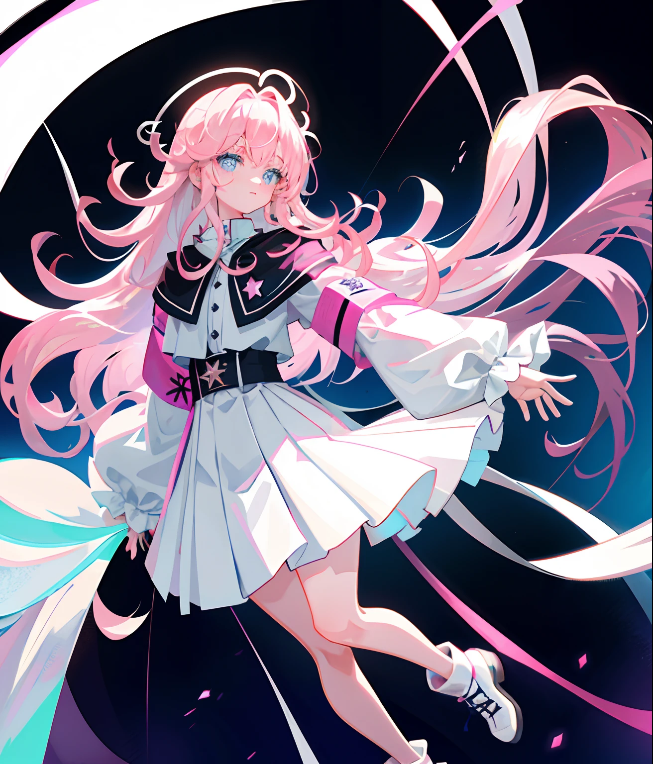 Two-dimensional little loli,Pink Lolita prostitute,long whitr hair,Slim,cleavage,Medium build