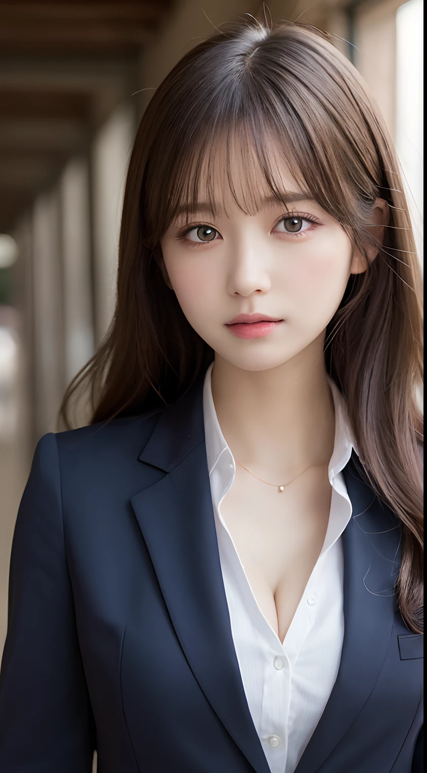 A close up of a woman in a suit posing for a picture - SeaArt AI