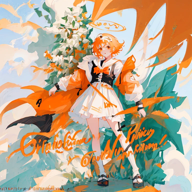 Anime girl with orange and white dress in hand, guweiz, Orange and white, white and orange, orange - haired anime boy, guweiz on pixiv artstation, Anime art wallpaper 8k, zerochan art, anime art wallpaper 4k, anime art wallpaper 4k, guweiz on artstation pixiv